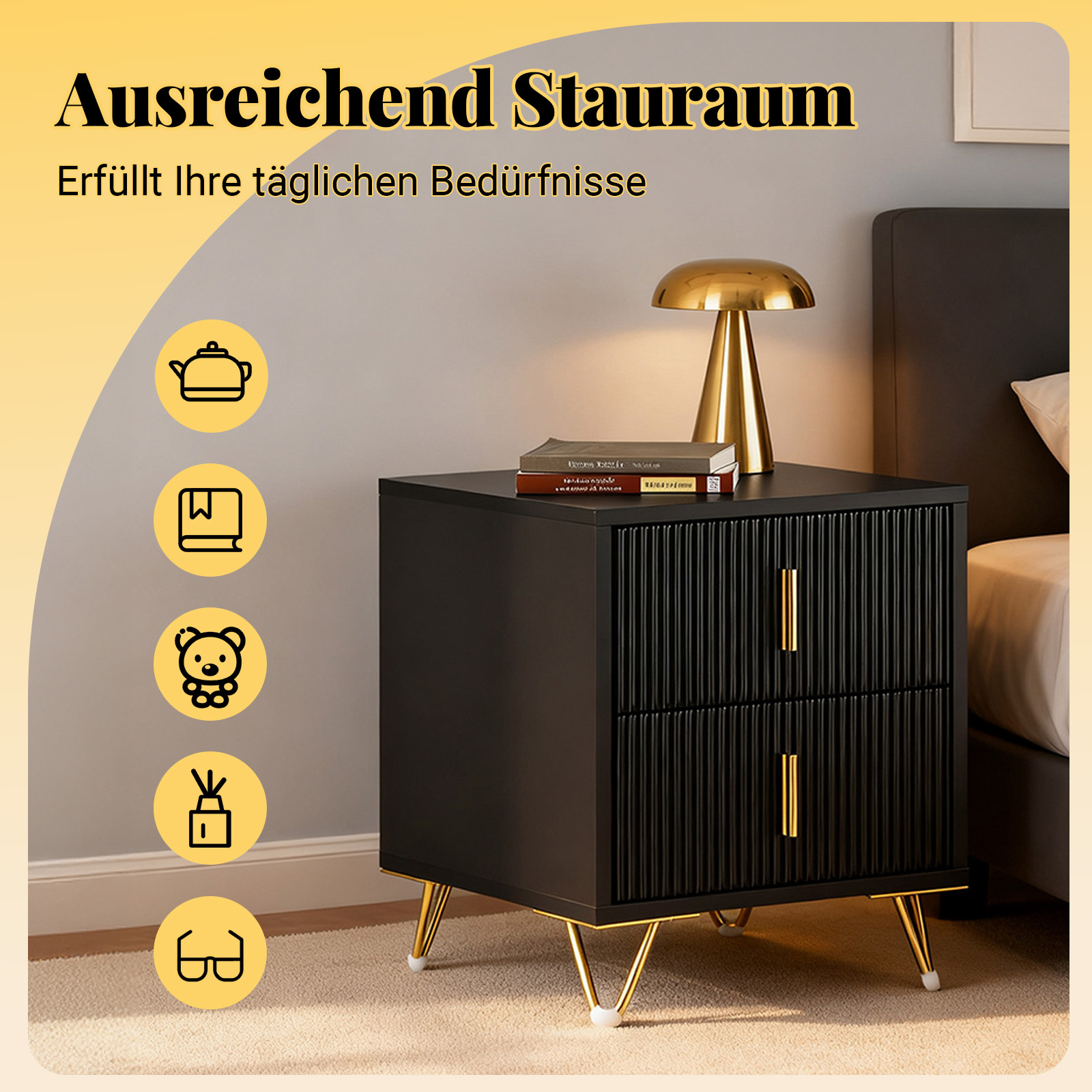 TEMU 1 stuks Nachtkastje - Nachtkastje met 2 Lades, Bijzettafel voor Slaapkamer - Nachtkastje, Bijzettafel voor Woonkamer Bank Moderne Opbergmeubels,