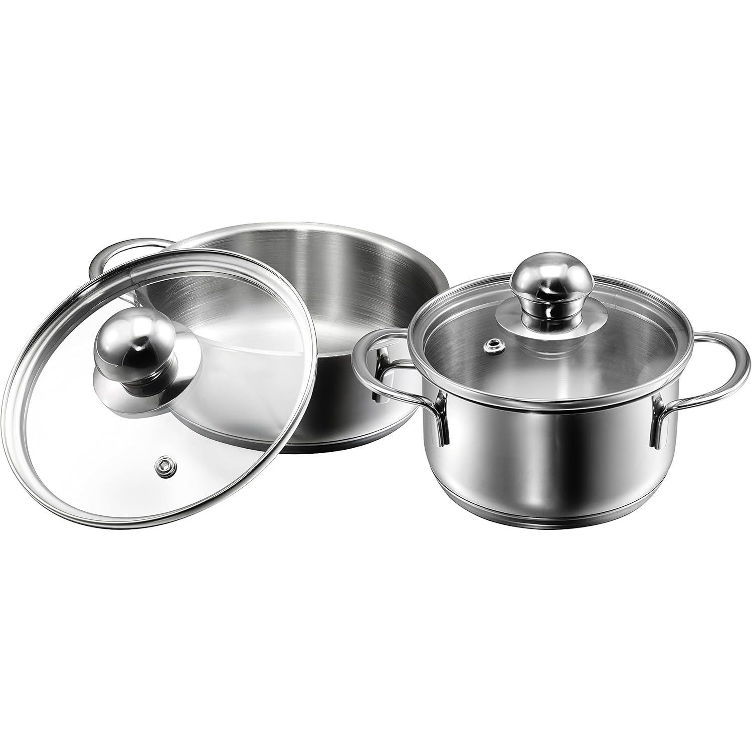 Kopf Mini Pot Set (stainless Steel, 2-piece, Includes Glass Lid, Induction Compatible) Cooking Pot Set, Induction Pots