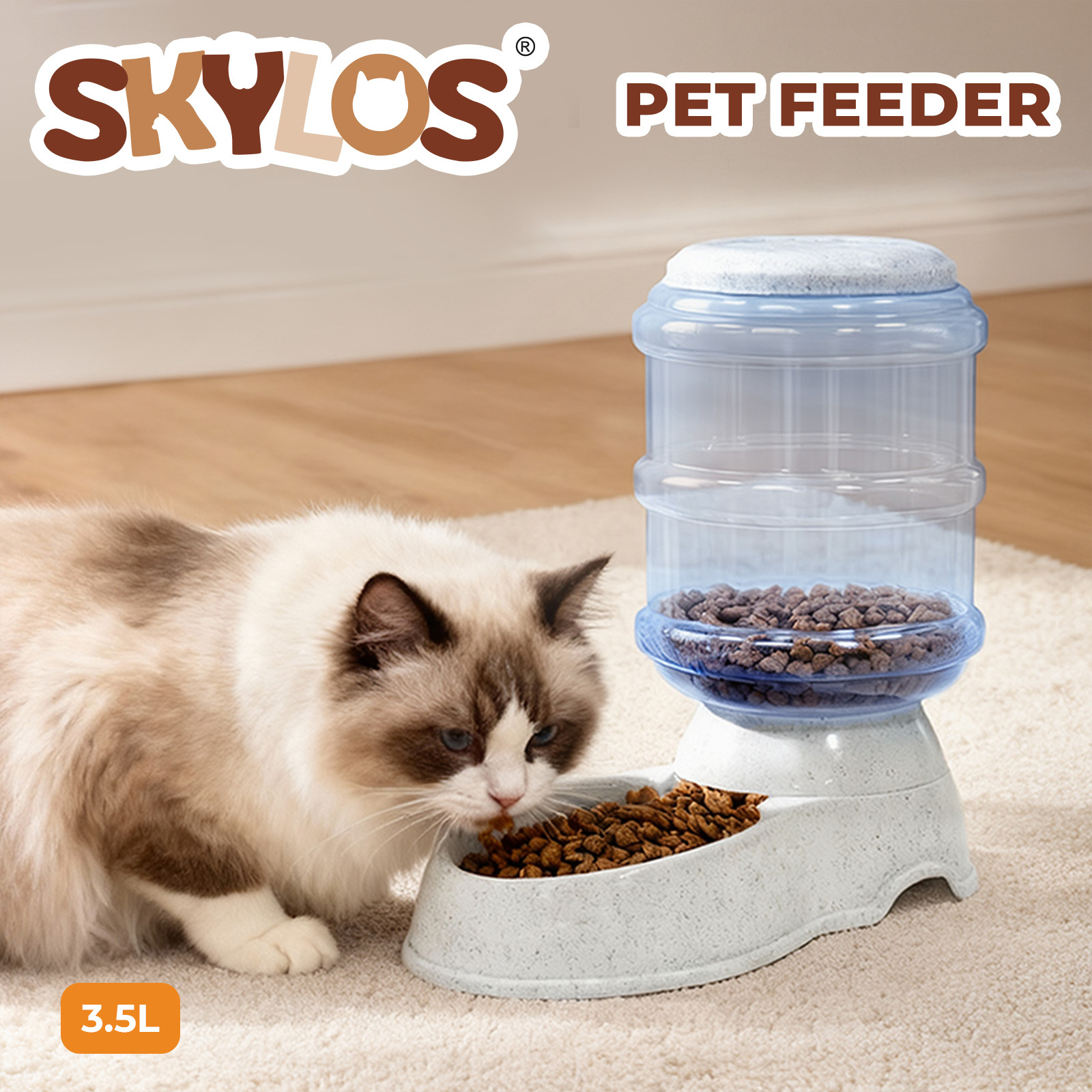 TEMU Automatic Feeder, 3.5l Large Capacity For Dry Food, Plastic Dispenser Station