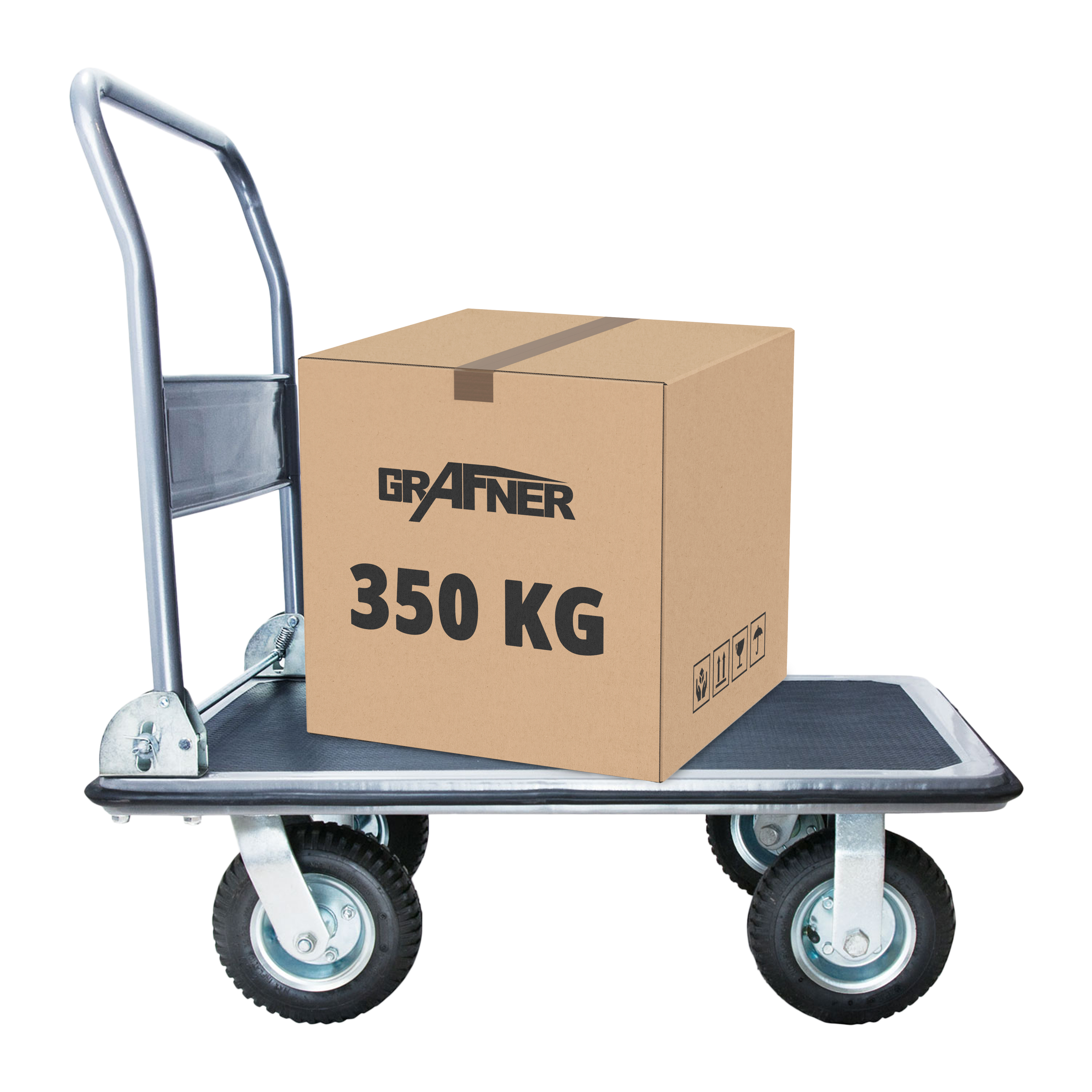 Image of Xxl Platform Trolley 350kg Heavy-duty Pneumatic, Foldable, 350 Kg Load Capacity, Anti-slip Coating And Rubberized , Large Xxl Loading Area, Transport Cart Trolley Sack Truck Transport Cart Lift Cart