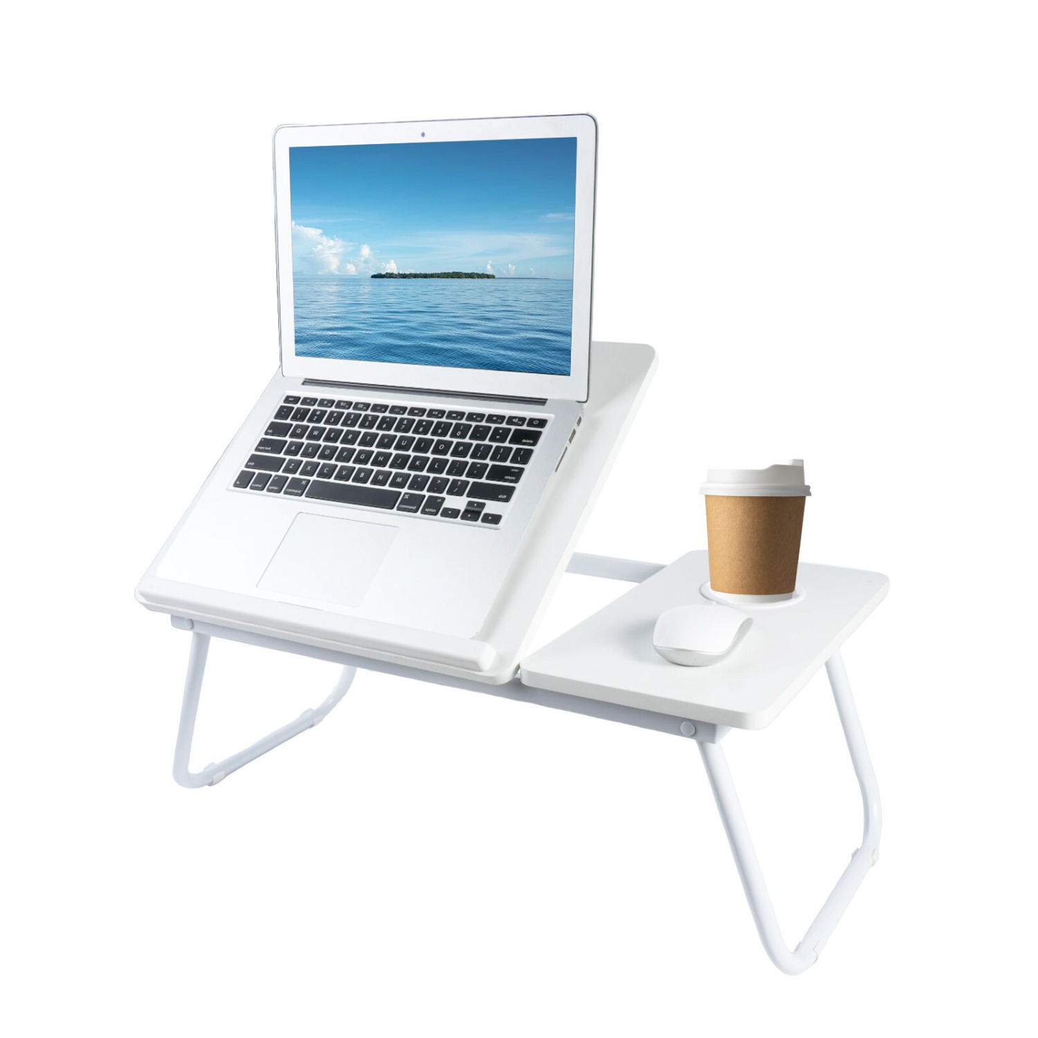 Folding Laptop Table With Drink Holder, Height-adjustable Computer Desk, Notebook Stand For Eating, Reading, And Working