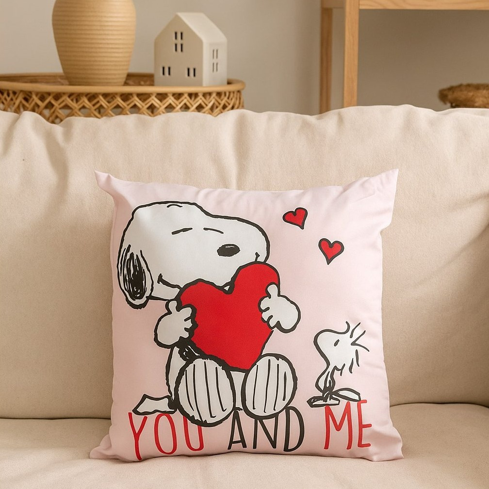 The Snoopy Pillow - Plush Decorative Pillow, Throw Pillow, Head Pillow, Seat Cushion, Pink, 40 X 40 Cm
