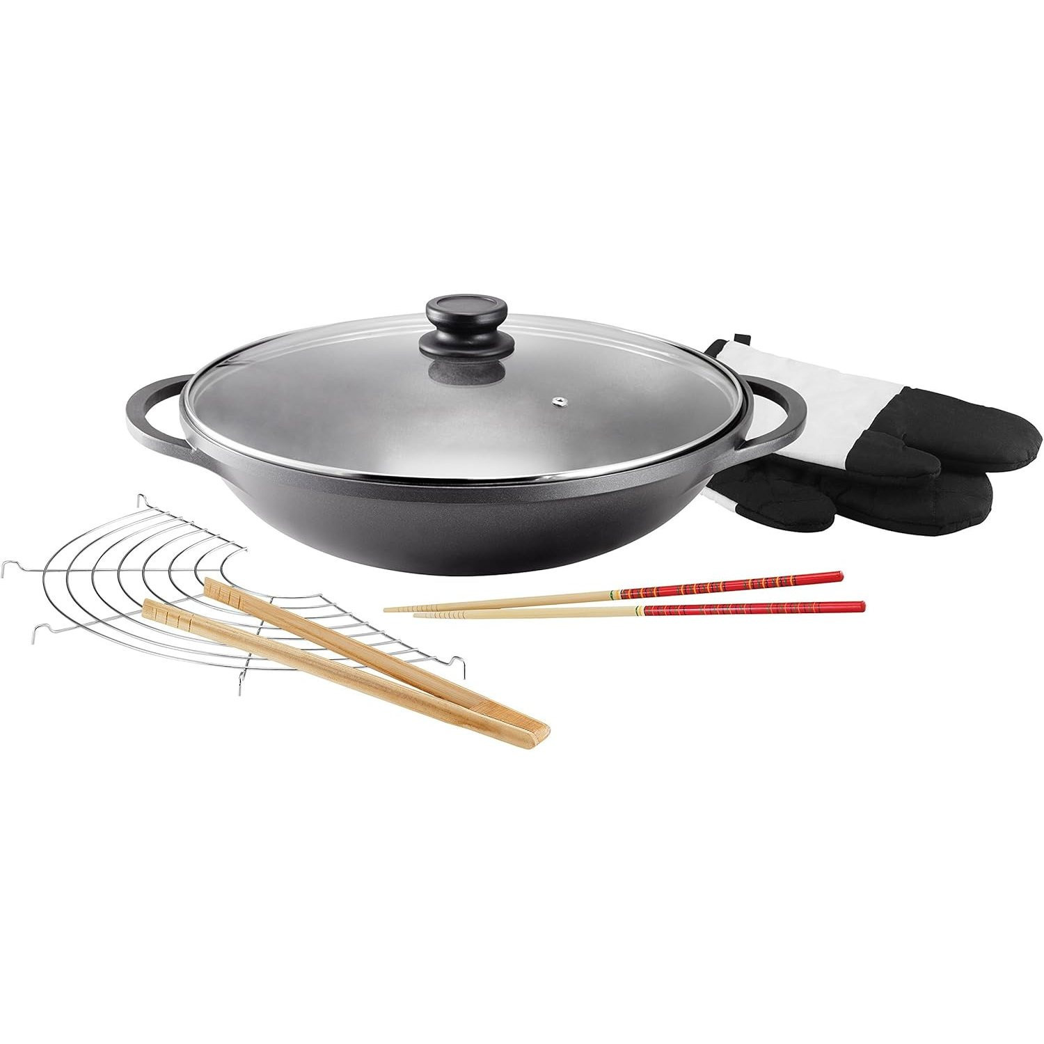 Head Induction Wok Mai-lu (aluminum, Ø 36 Cm, Coating, With Lid And Accessories)
