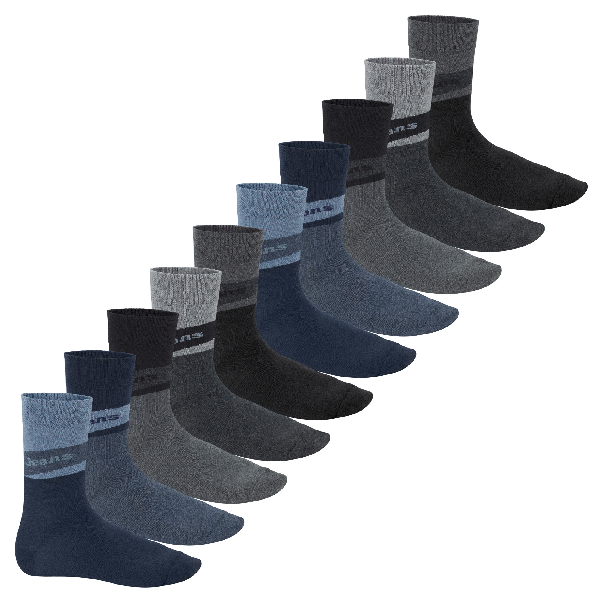 Image of 10 Pairs Of Men's Patterned Socks Made Of- For Office And Everyday Use