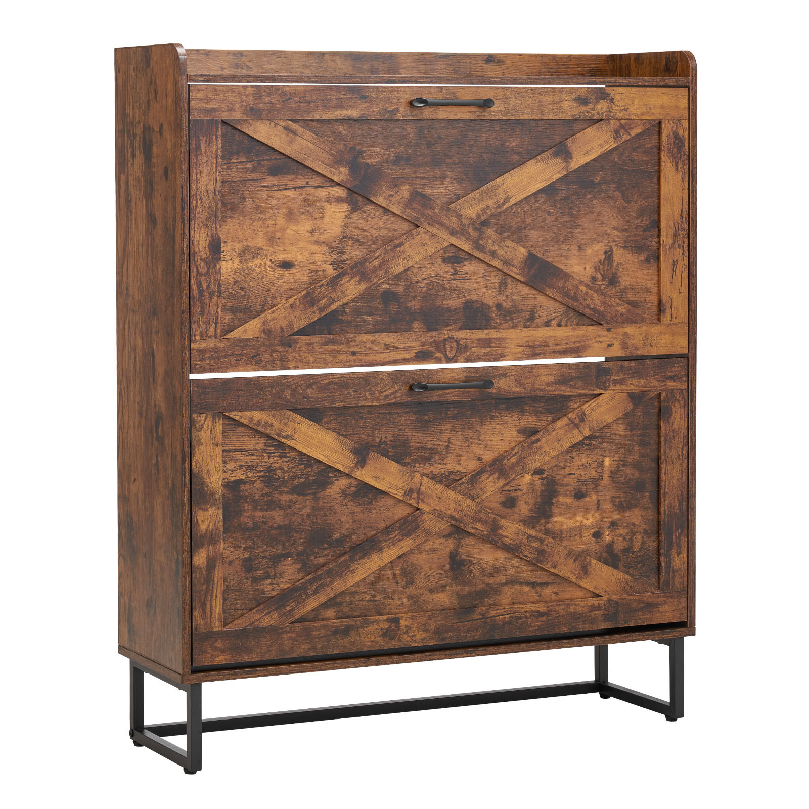 TEMU VEVOR Meuble à Chaussures avec 2 Tiroirs à Basculer, Armoire de Rangement pour Chaussures de Ferme avec Pieds en Métal et Dispositif