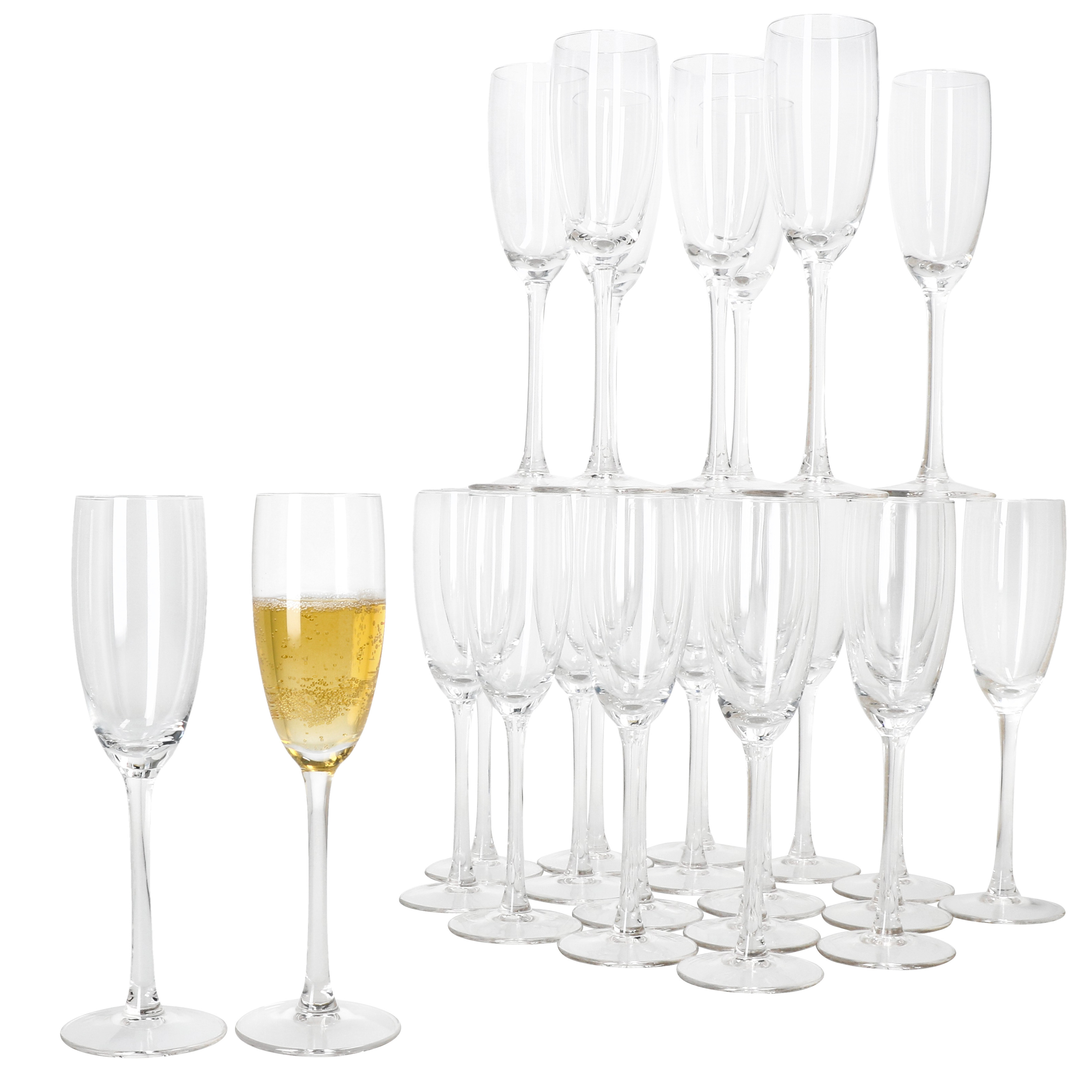Image of 25x Large Royal Flutes 120ml Clear Glasses Prosecco Party