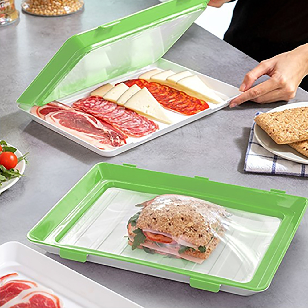 TEMU 3 Plateaux de Rangement Empilables pour Réfrigérateur, Boîte de Conservation des Aliments Sous Vide, Maintient les Produits , Empilable, 30 X 20