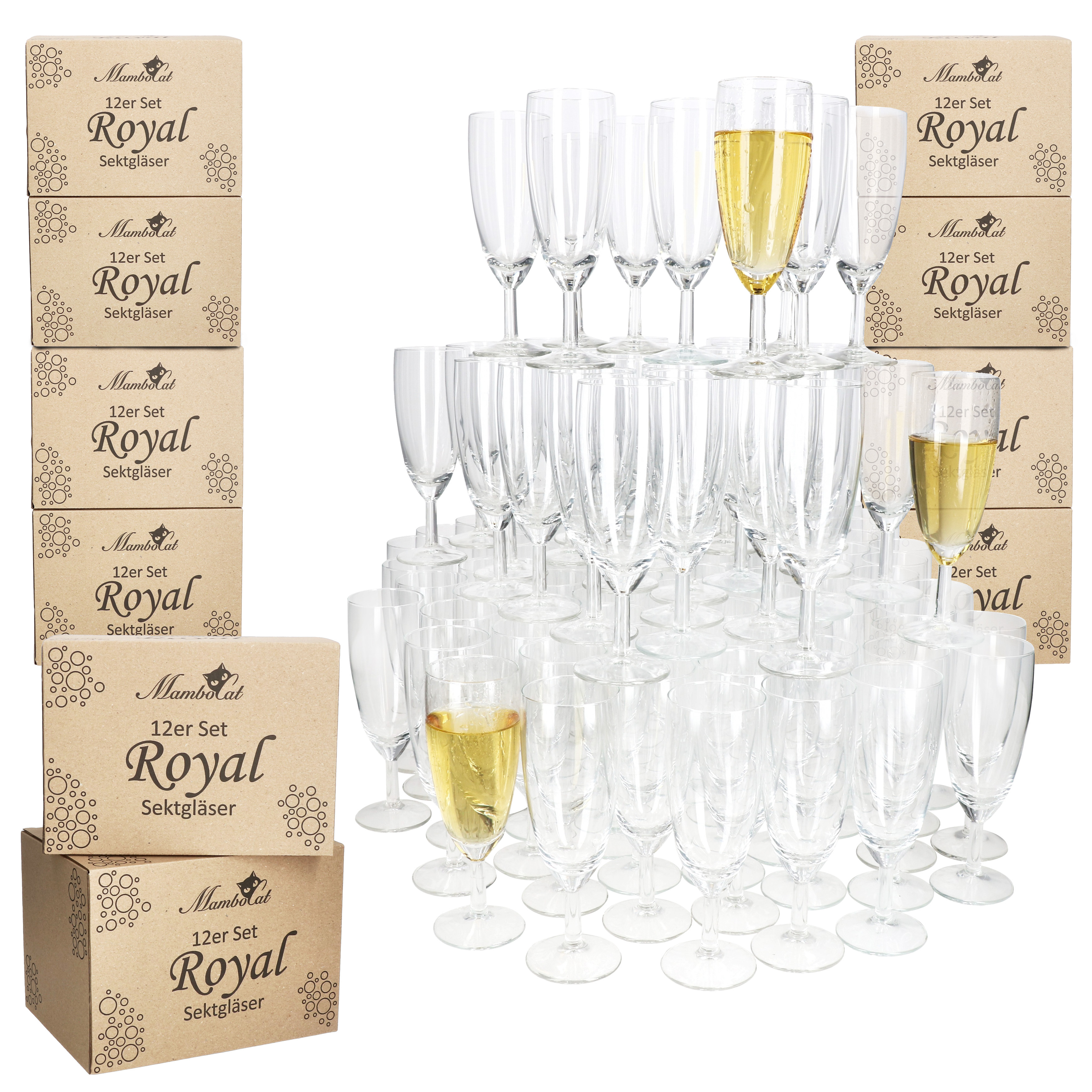 Image of 120-piece Set Royal Glasses, Calibrated 0.1l, Clear Flutes For Parties
