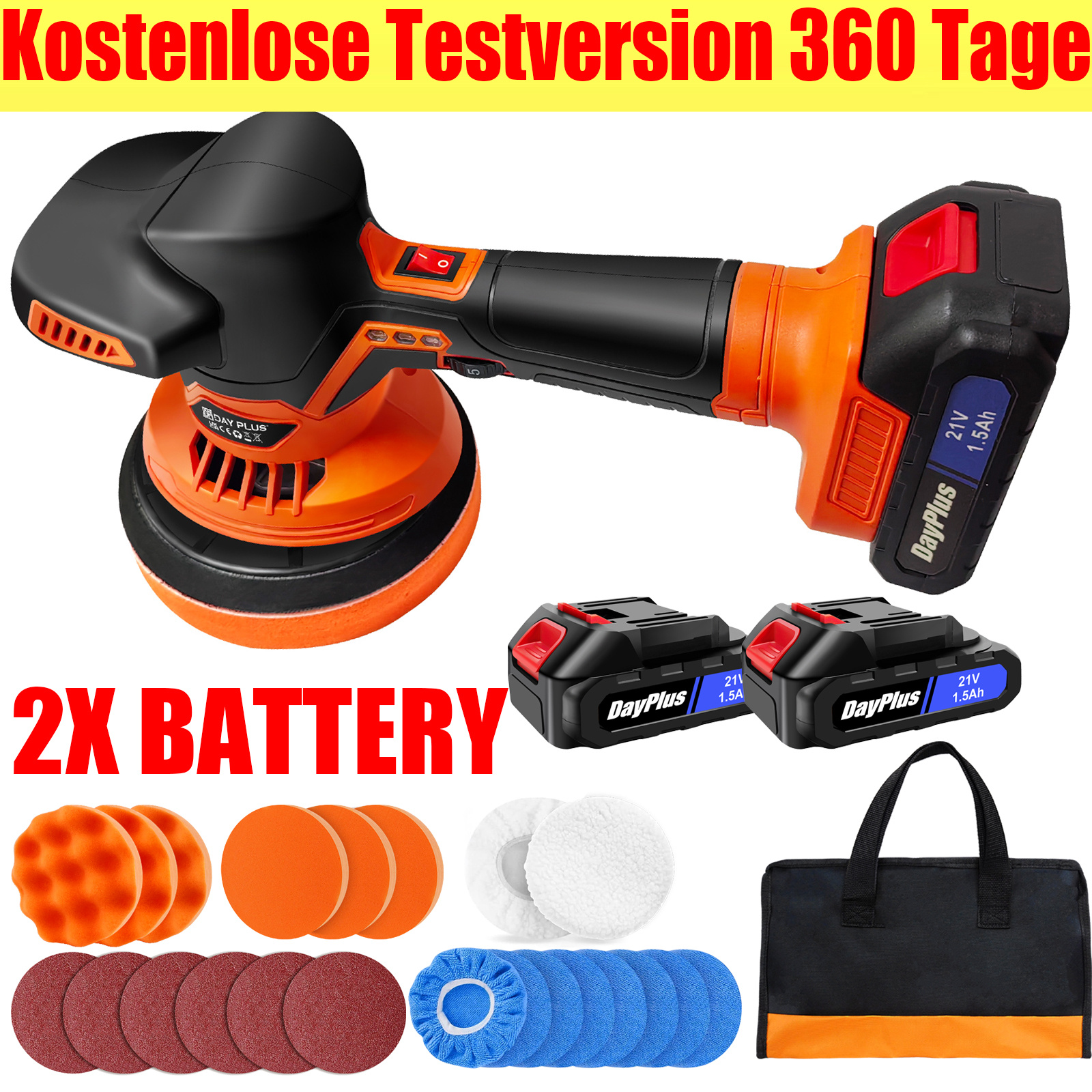 Cordless Car Buffer Polisher Car Buffers And Polishers Kit, 6 Variable Polishing Kit, 2x Batteries Cordless Polisher For Car Detailing/polishing/waxing/scratch Removing Car Buffer Polisher