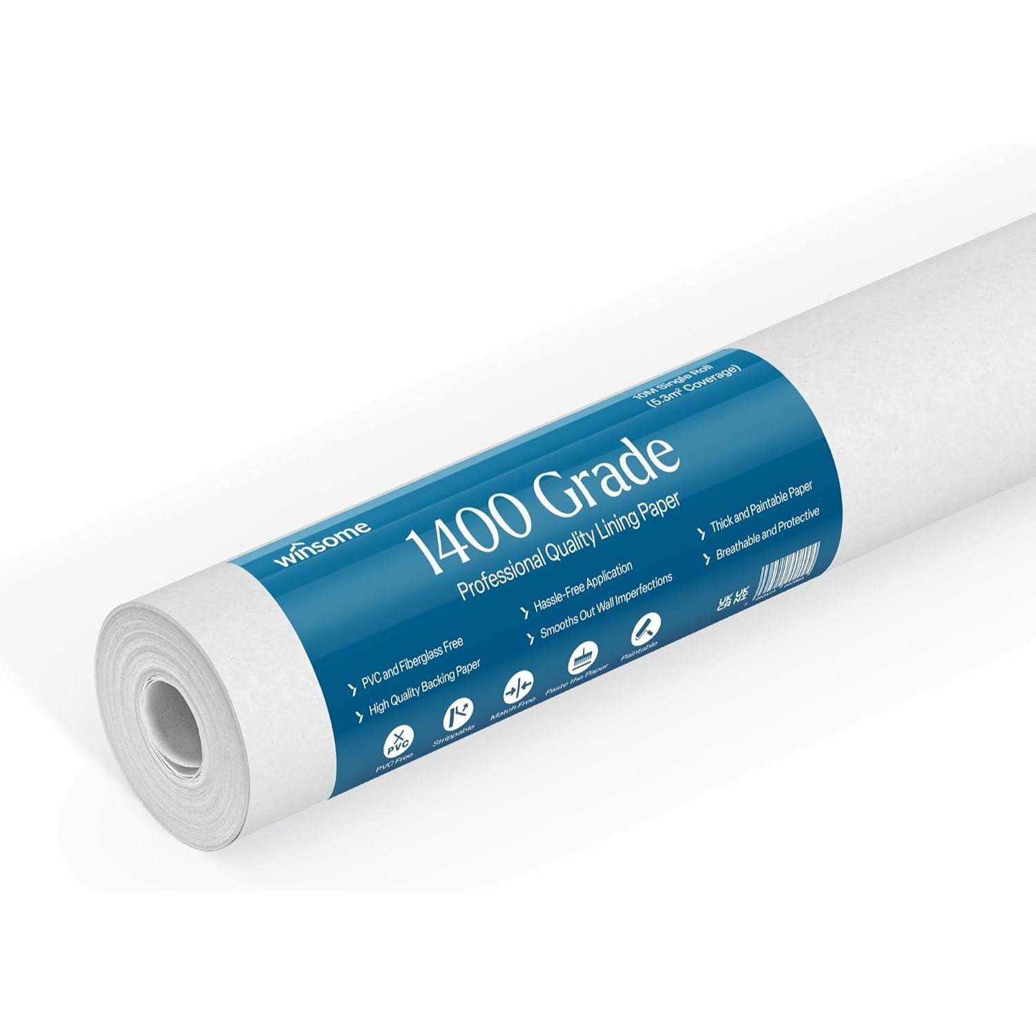 TEMU Winsome Lining Paper For Walls 1400 Grade Thick 10m X 53cm Wallpaper For New & Damaged Ceiling & Walls For Paint & Remove Heavy Duty Paintable
