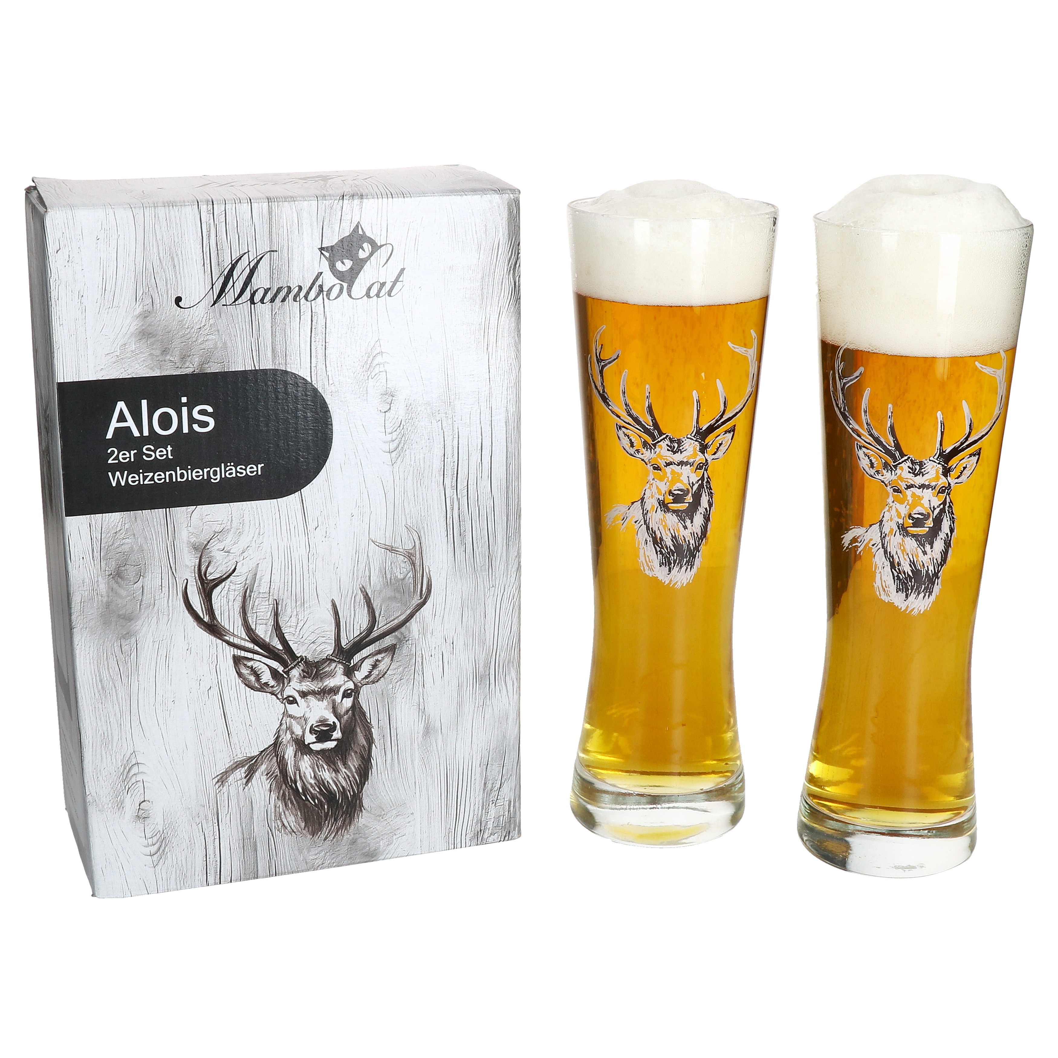 Wheat Beer -piece Set With Deer Design, 0.5 L, In Gift Box