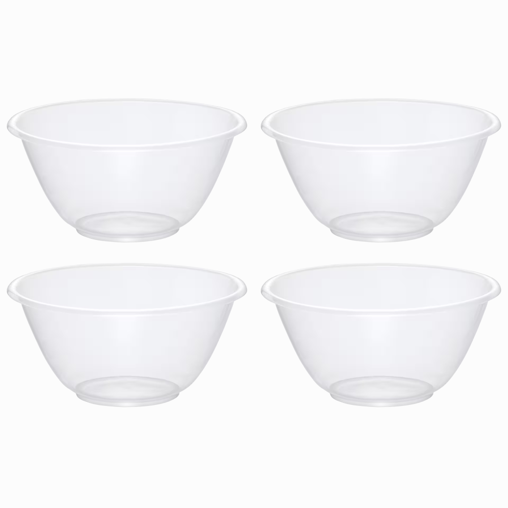 TEMU Set Of 4 15cm Clear Plastic Mixing Bowls – 1l Lightweight Stackable Prep Bowls For Kitchen, Baking, Snacks And Salads | Microwave And Dishwasher