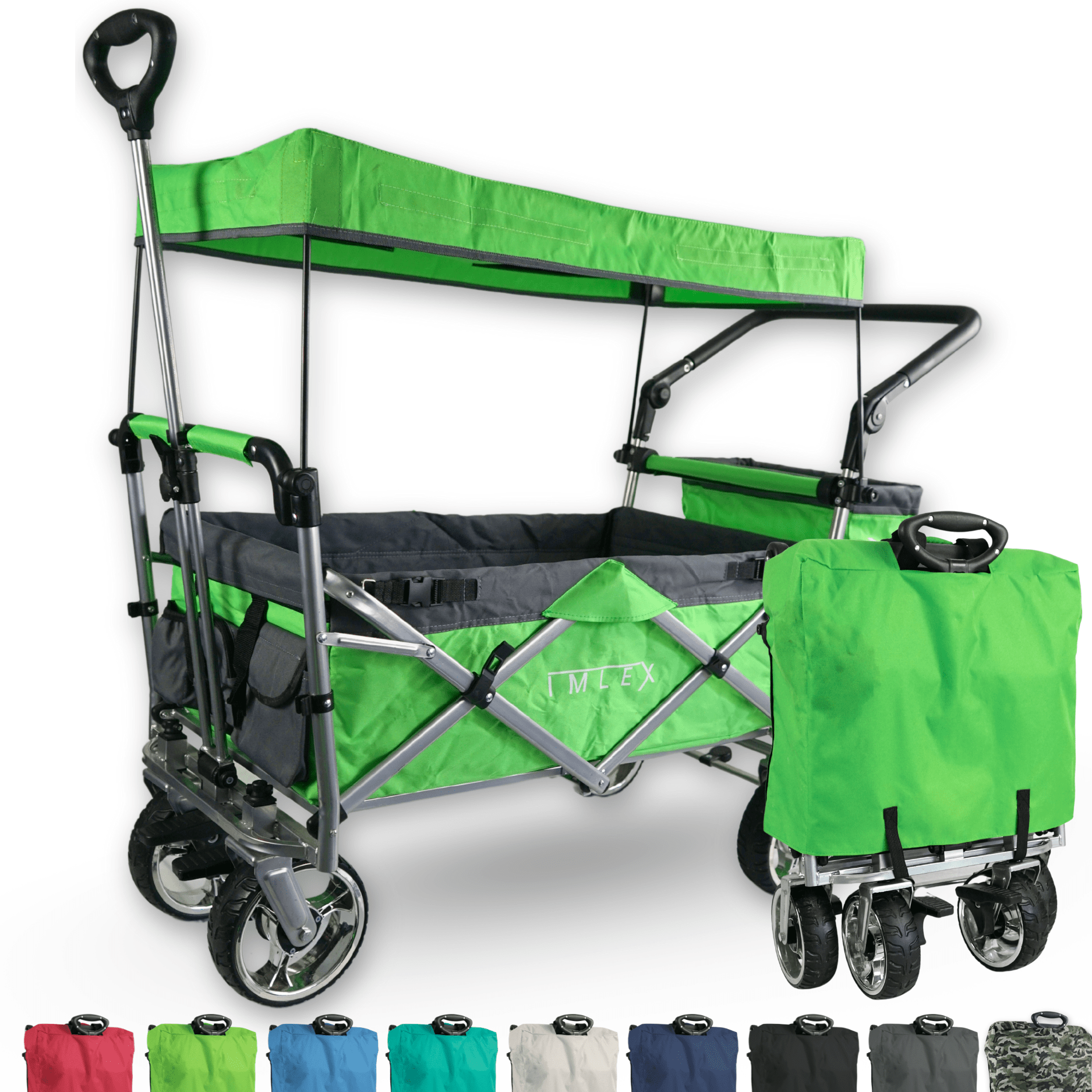 Imlex Handcart 4268 Green, Folding Hand Truck, Pull Cart, Collapsible Handcart