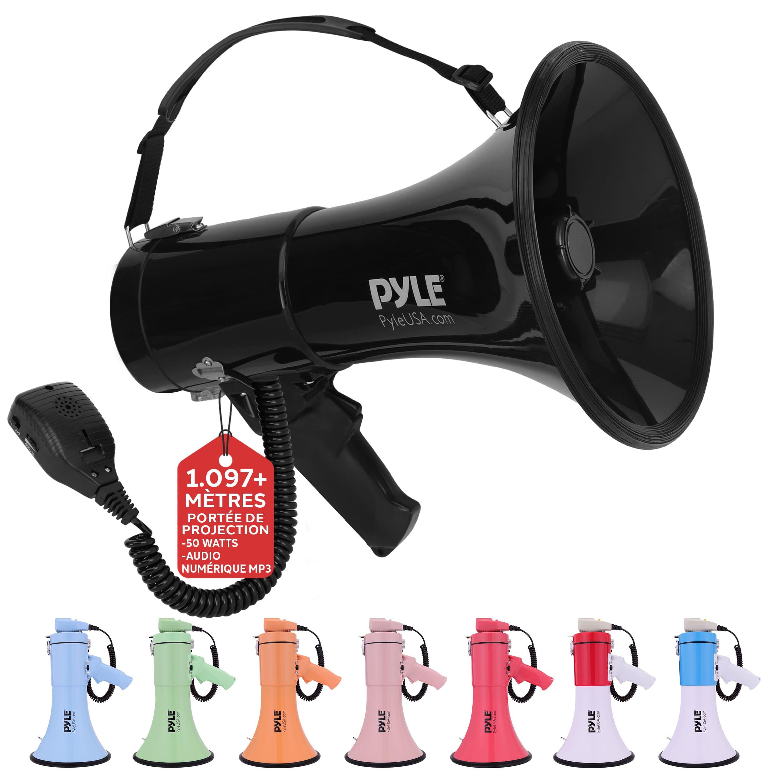 50w Megaphone - Portable Speaker With Built-in Siren, Recording, Bluetooth, Aux, Rechargeable Battery, Handheld Megaphone With Microphone And Shoulder Strap