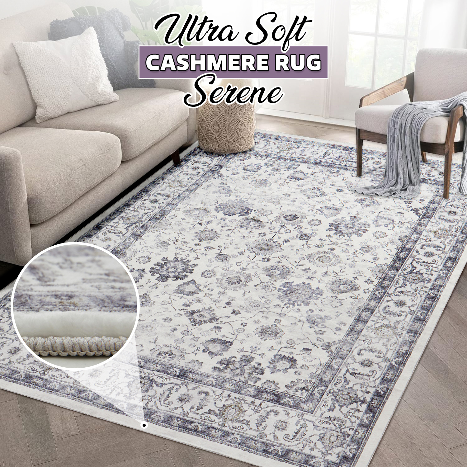 TEMU 1pc Cashmere Rug – Soft Pile Area Rug, Non-slip, Durable & Machine-washable, Perfect For Bedroom, Dining Room, Home Decor & Kitchen Mat, All