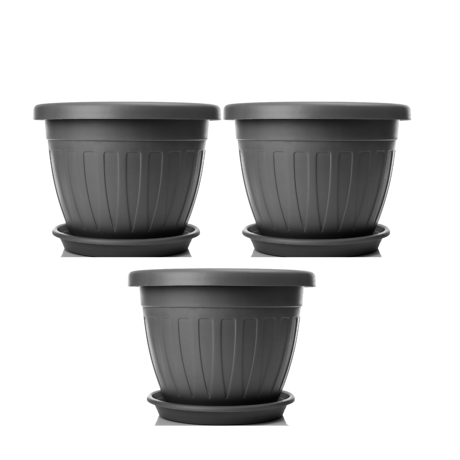 3x Flower Pot With Saucer, Ø 28 Planter