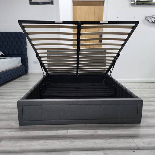 ottoman storage bed grey fabric gas base with massive underneath storage uk