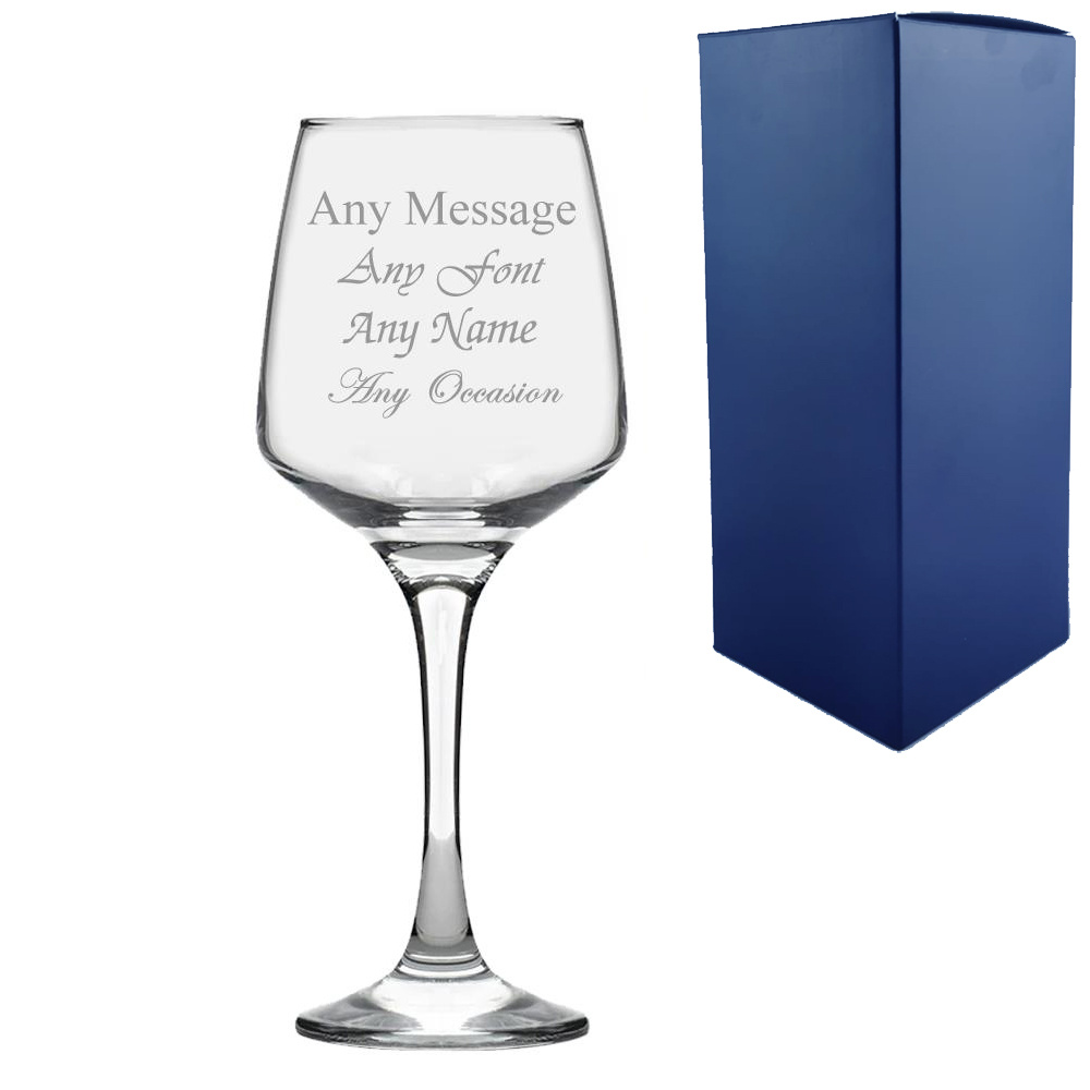 TEMU Personalised Engraved 14oz Red Wine Glass With Gift Box, Personalise With Any Message For Any Occasion, Laser Engraved