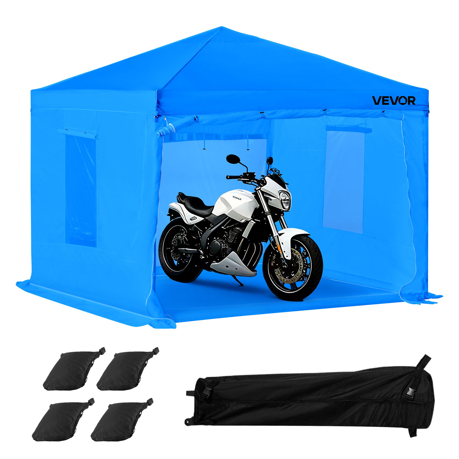 Image of Vevor Portable Paint Booth Tent, 2930 X 2930 X 1810mm Portable Garage Spray Tent, Spray Booth With Foldable & 2 Mesh Side Windows For Auto Parts, Furniture, Motorcycle