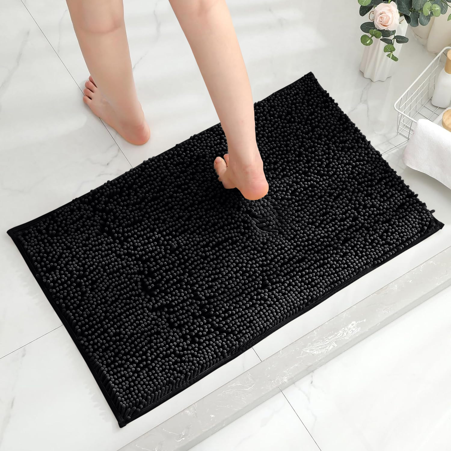 TEMU 1pc Chenille Bath Mat – Soft Bath Mat, Comfortable Rug With Non-slip Backing, Quick Drying & Machine Washable Bath Rug | Large Bath Mat For Home