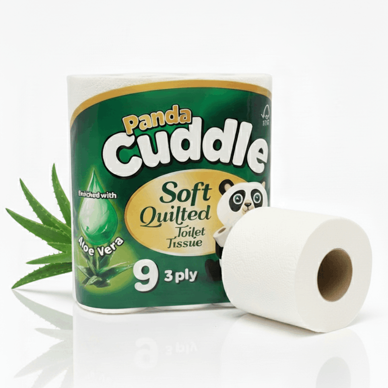 TEMU Soft Quilted Toilet Tissue With Aloe Vera - 9 Rolls, 3-ply | Gentle & Soothing Bathroom Paper