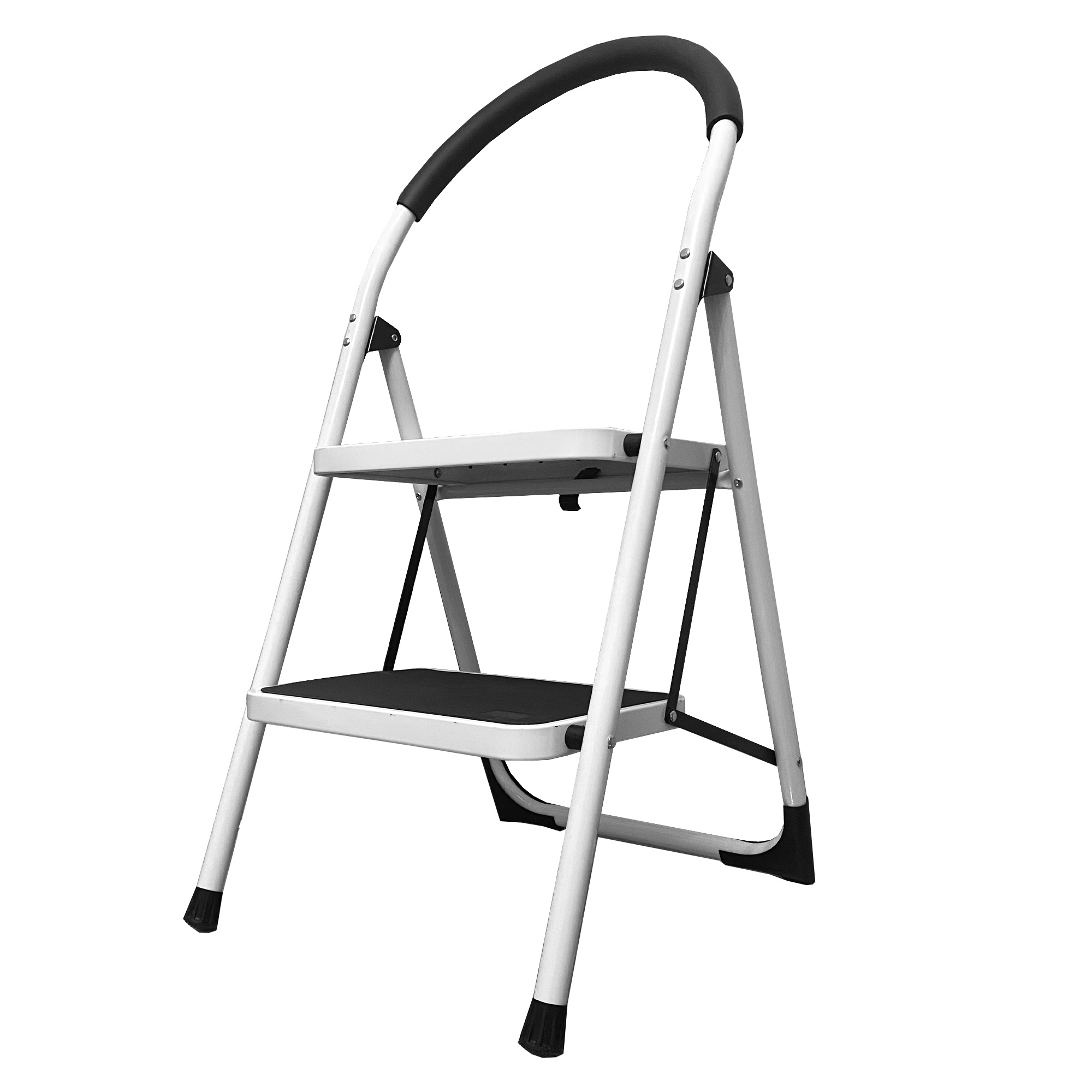TEMU Escalera Plegable Acero Antideslizante 2 Peldaños 93×46×50cm Home | Asa Superior Acolchada para Mayor Sujeción | Diseño Estable con Peldaños XL