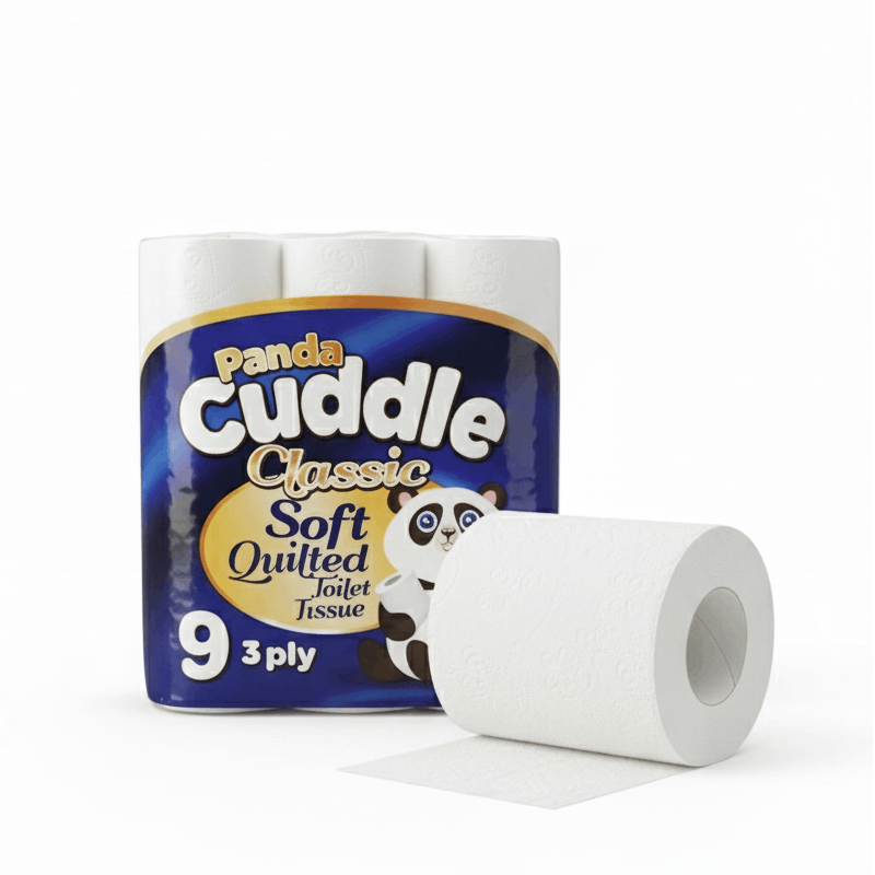 TEMU Quilted Toilet Tissue - 9 Rolls, 3-ply | Premium Bathroom Paper | Gentle & Strong Household Essential