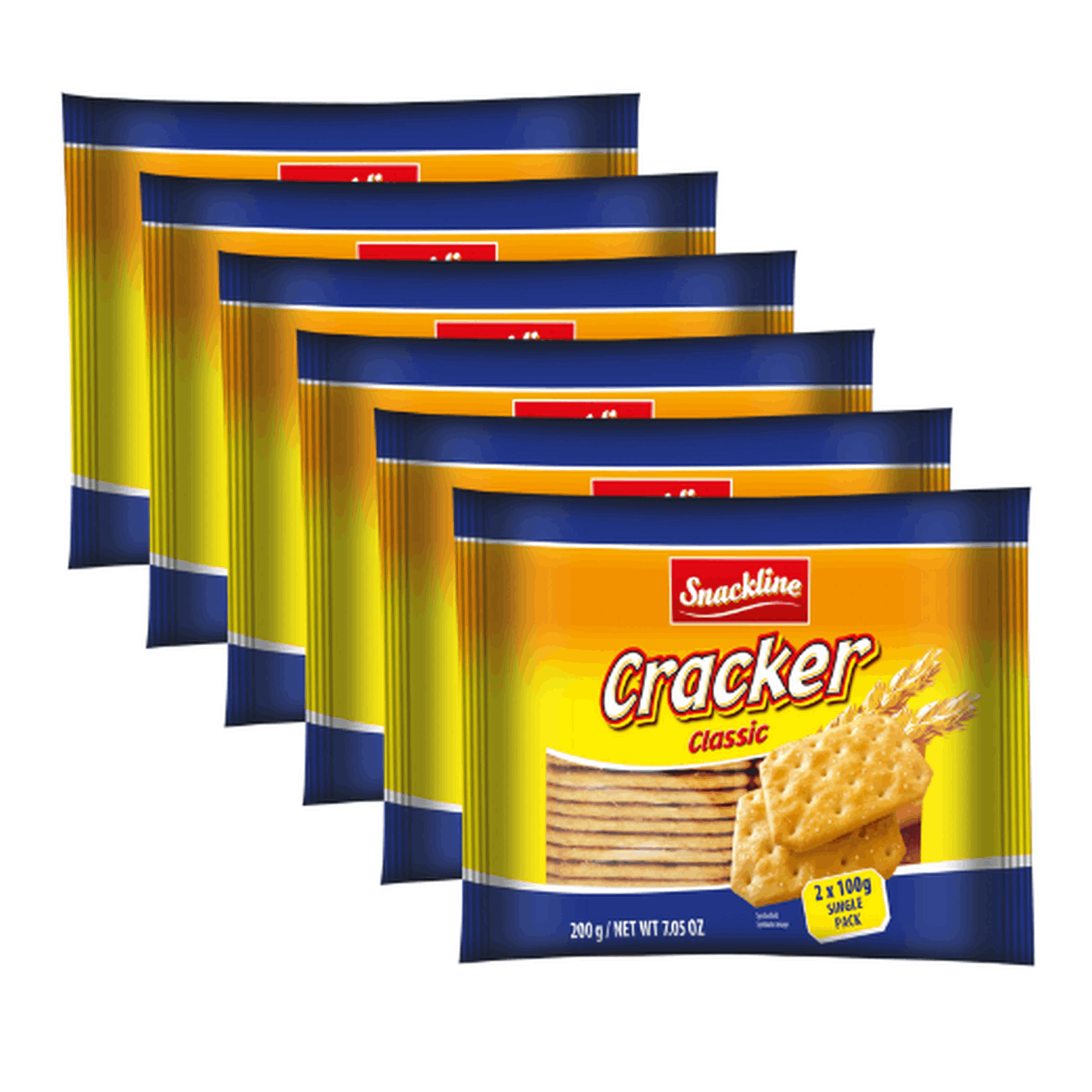 Image of Snackline Cracker Classic - Salt - 6 X 200 G (6 X 2 X 100 G) - Crispy Classic Crackers - Ideal For Snacking, Dipping & Topping - Fresh Packs For Long-lasting Crispiness.