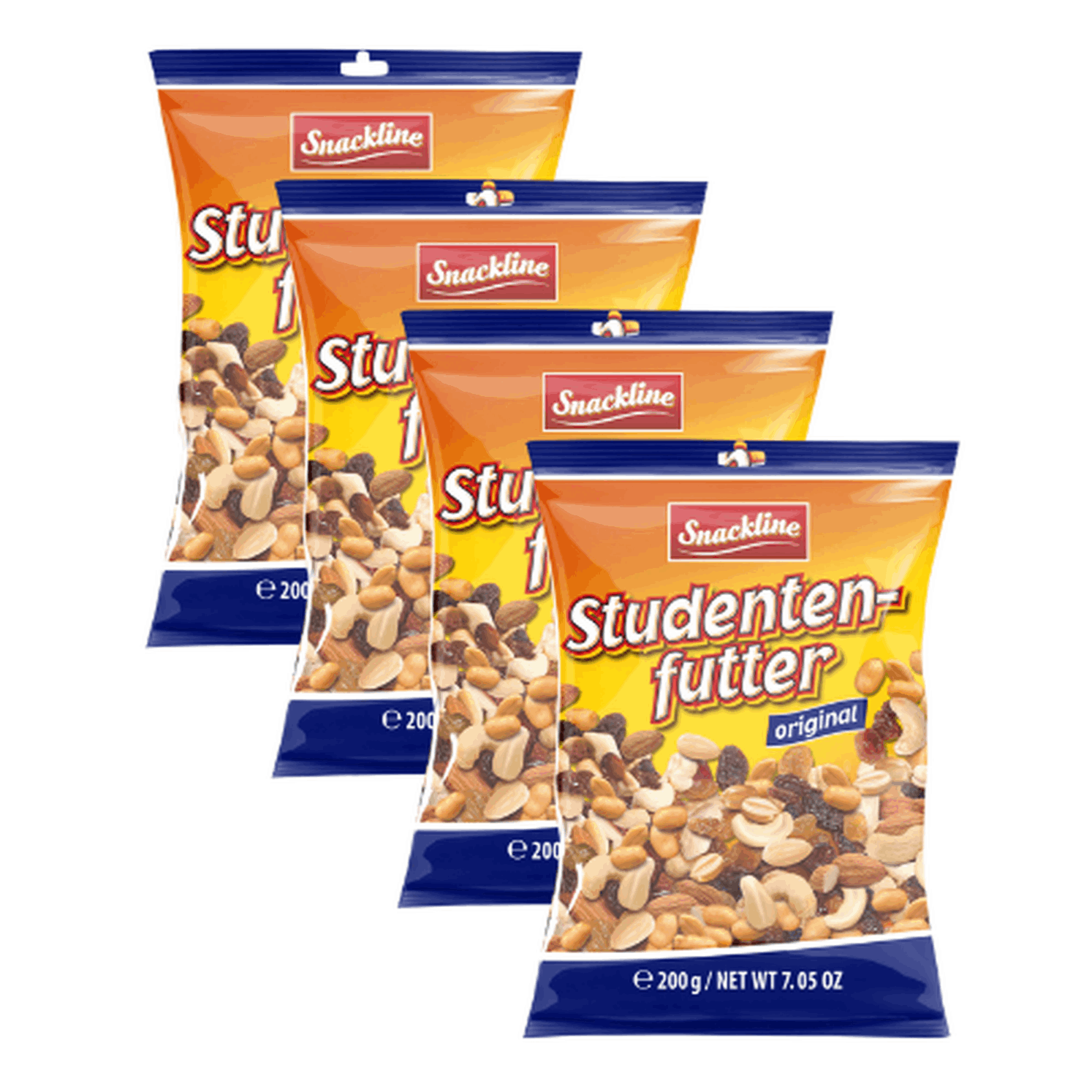 Snackline Student Snack 4 X 200 G | Nut & Fruit Mix In Value Pack – Almonds, Cashews, & Raisins – Energy-rich Snack For Work, School & On The Go