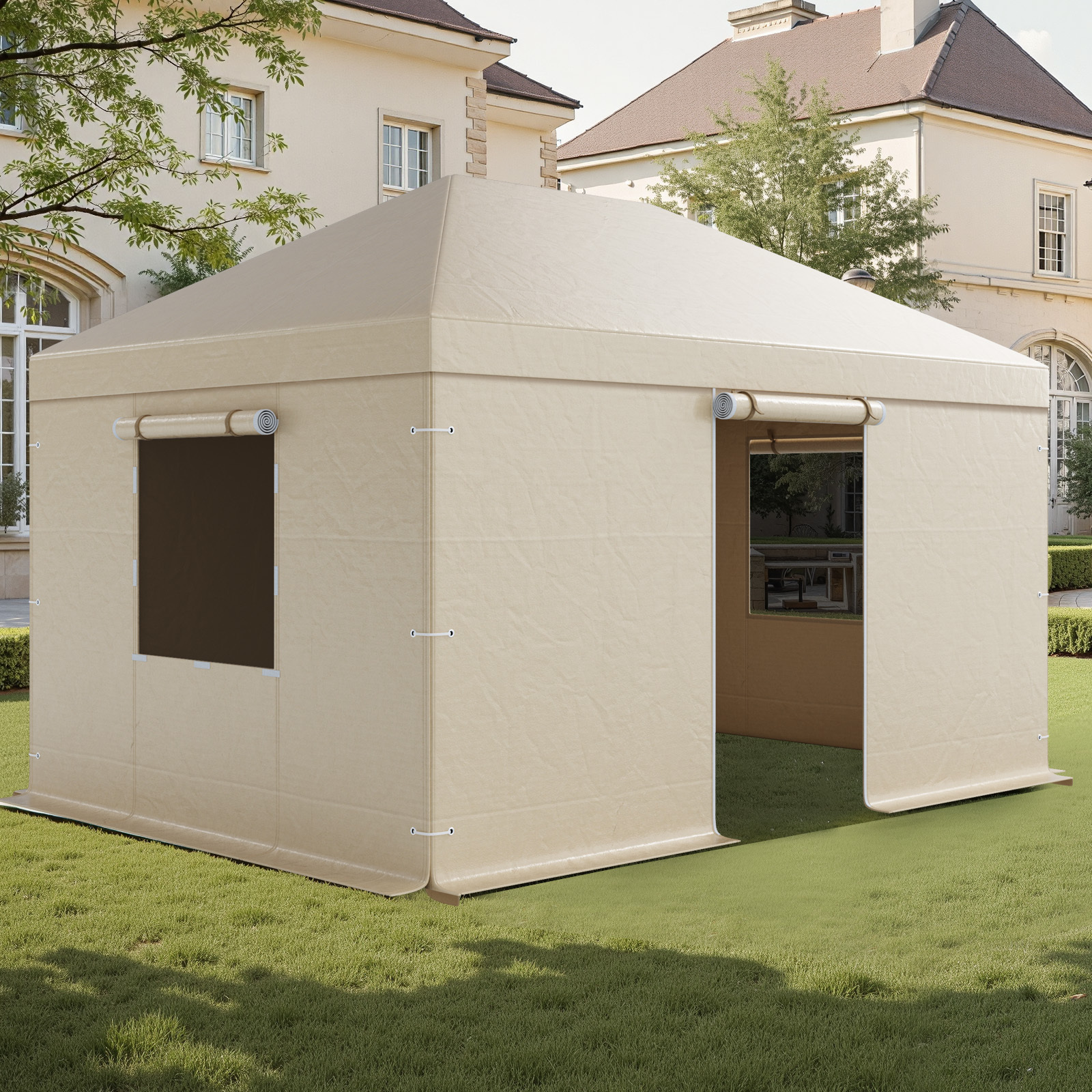 Image of Vevor Winter Gazebo Cover Fits 3.08 X 4.39 M Gazebos, Gazebo Cover With & Windows, High-density Pe Material, Enclosed Storage Shelter Covers, Gazebos Not Included