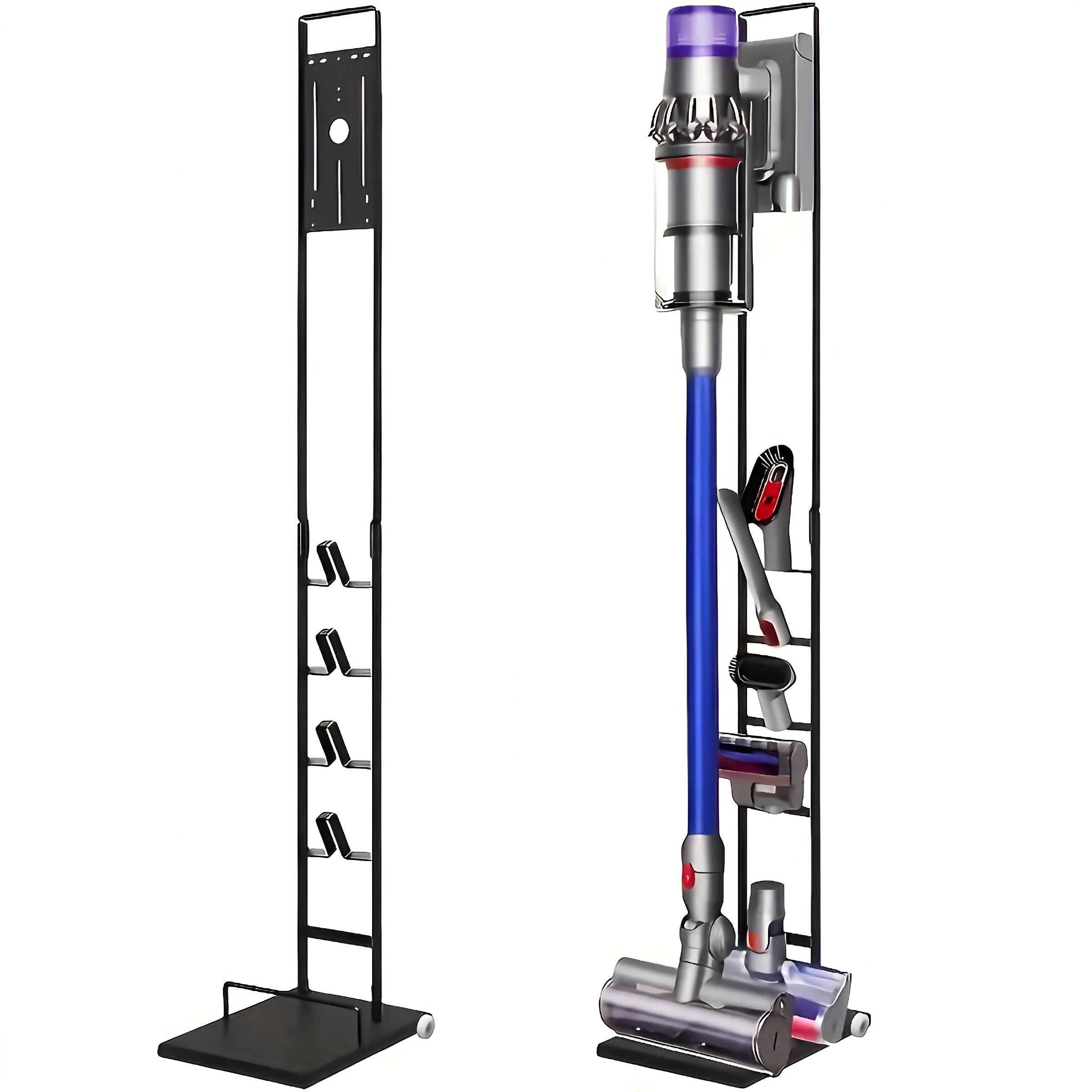 TEMU Soporte Aspiradora Compatible V15 V12 V11 V10 V8 V7 V6 127x22x29 cm Home | Organizador de Suelo con Ganchos para Accesorios y Base Estable |