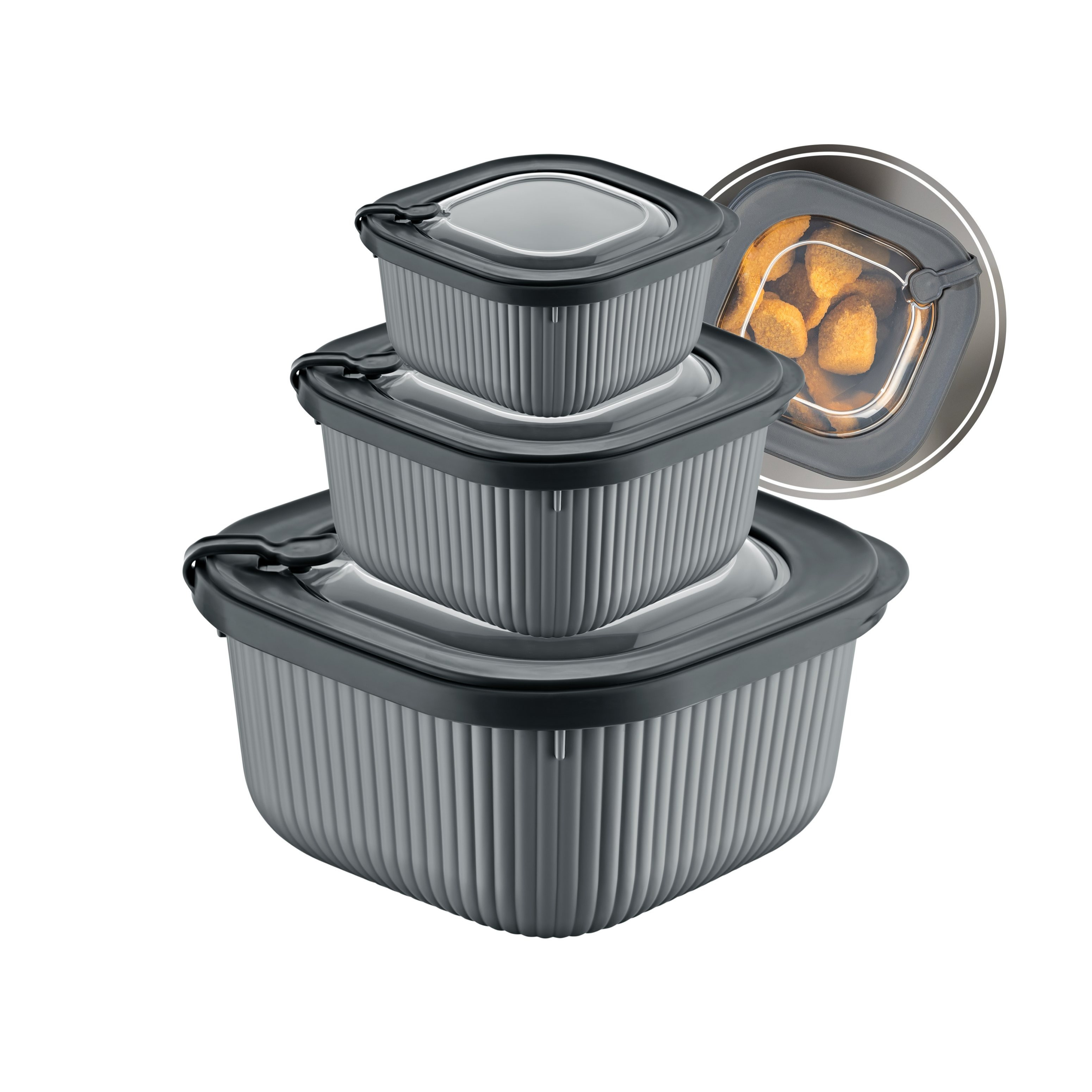 E-shop uandu Frischhaltedosen, Mikrowellengeschirr mit Deckel 3er Set, Vorratsdosen Luftdicht Set, Meal Prep Boxen, BPA- , Kühlschrank Organizer,