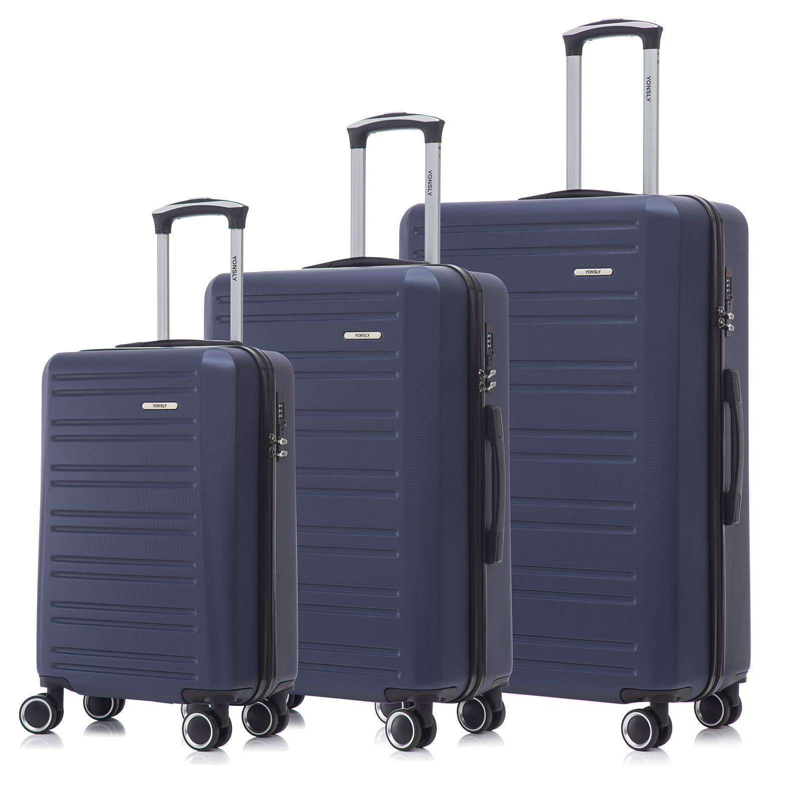 Trolley Travel Case Set, Suitcase, Trolley Hand Luggage Case Set, Luggage Set With 4 360° Wheels, Hard Shell Travel Case, Number Lock, Handle (3pcs Set, M, L & Xl)