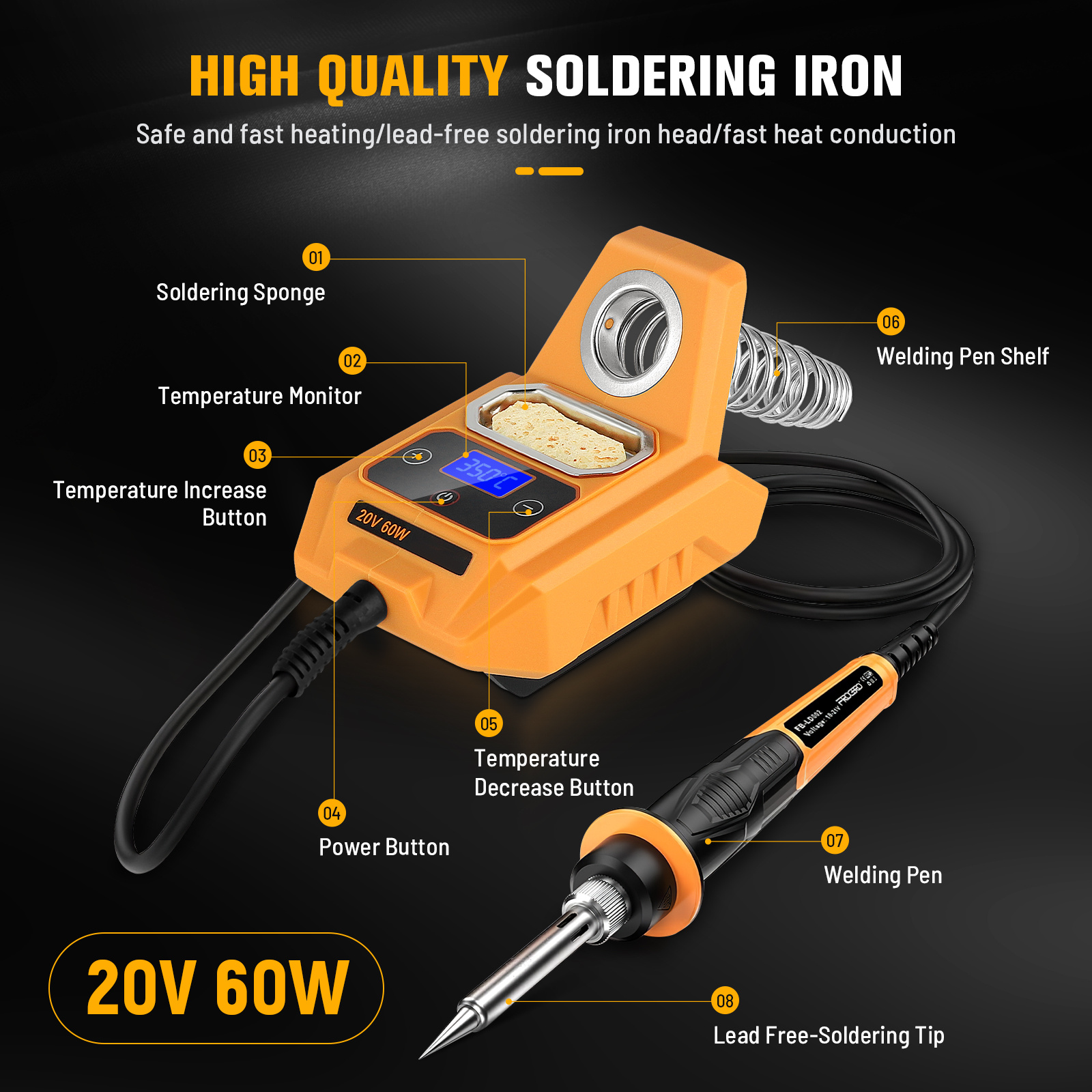 Portable Welding Station – 100–500°C Adjustment Range, with Six Attachments and LCD Display