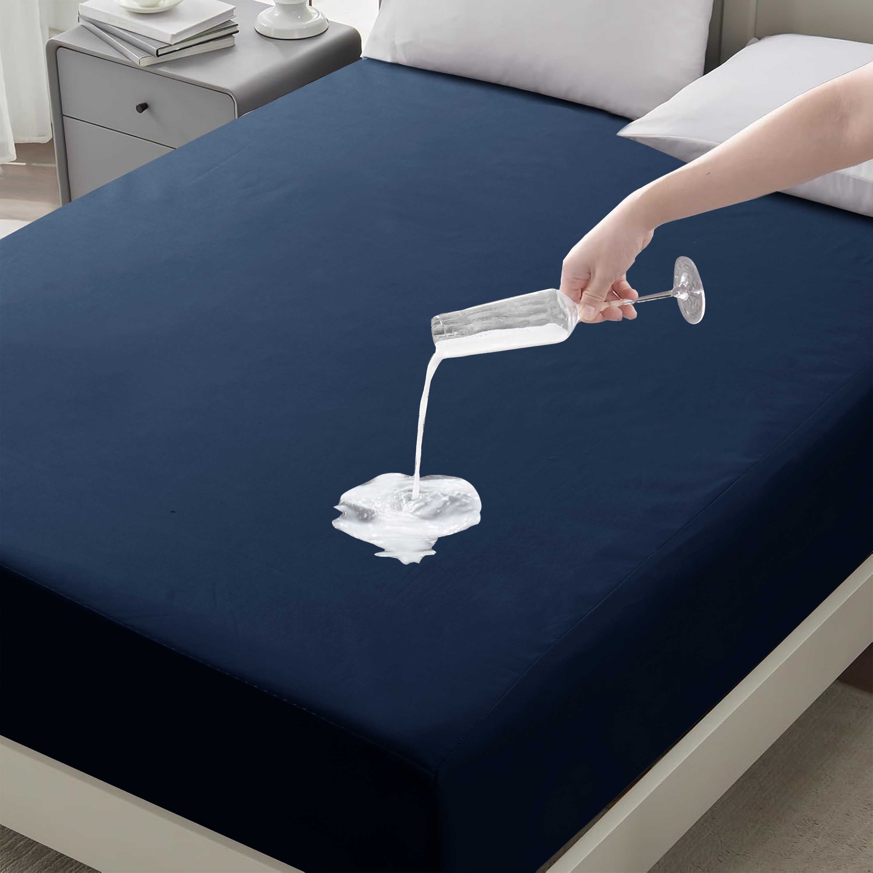 waterproof fitted bed sheet deep pocket mattress protector cover soft breathable noiseless fitted sheet for bedroom hotel home machine washable elastic bed cover   to 30cm mattress