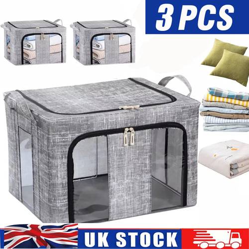 3pcs 66l folding storage box made of thick fabric wardrobe organizer