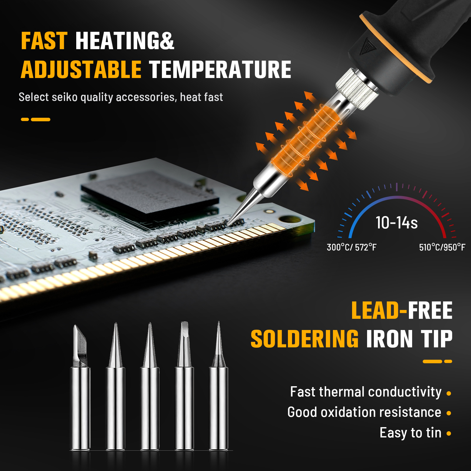 Portable Welding Station – 100–500°C Adjustment Range, with Six Attachments and LCD Display