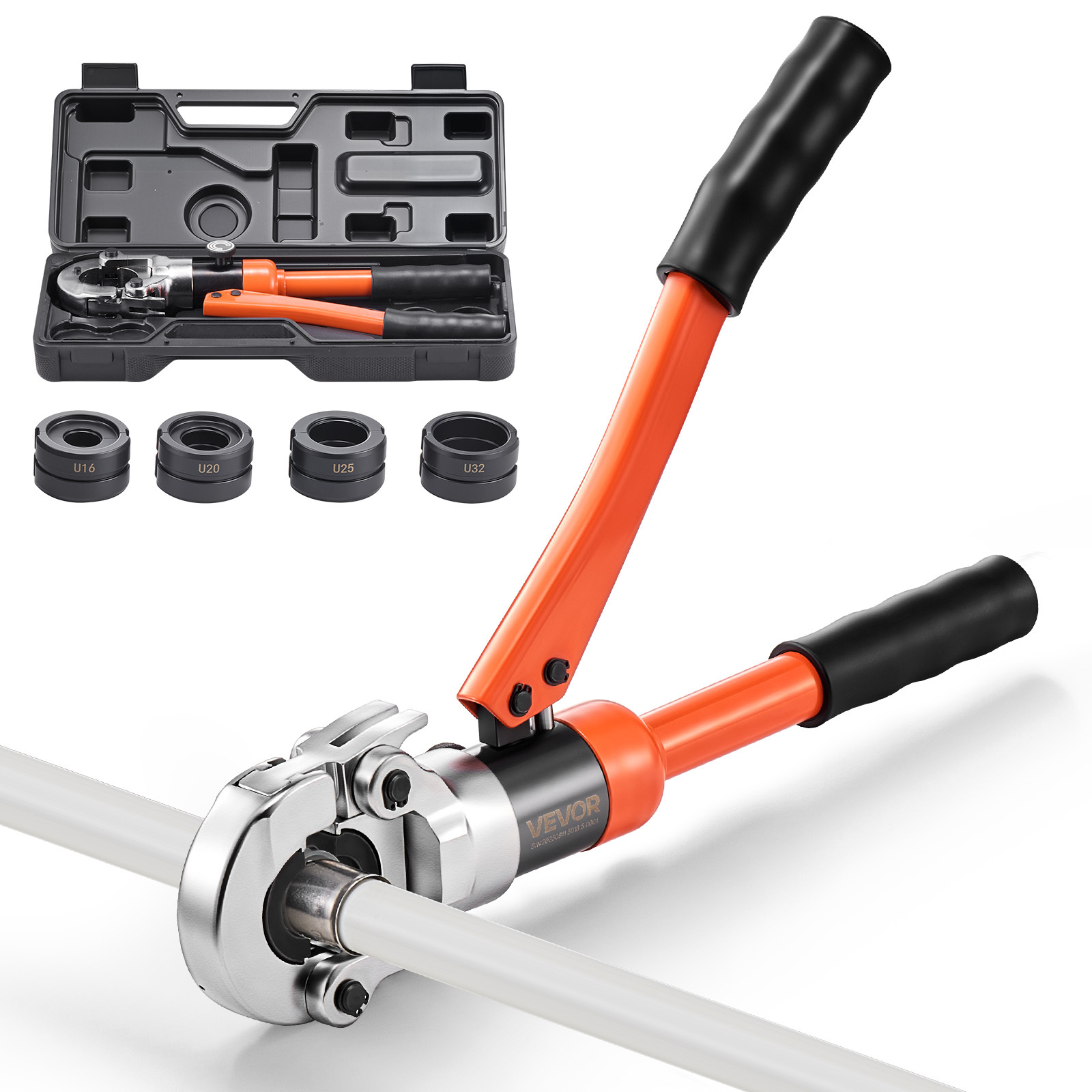 Vevor Hydraulic Pipe Crimping Tool, Pex & Aluminum-plastic Tube Fittings Crimper With U16 U20 U25 U32 Jaws & Carrying Case, Press Crimper Tool Kit For Plumbing Repairs & Installations