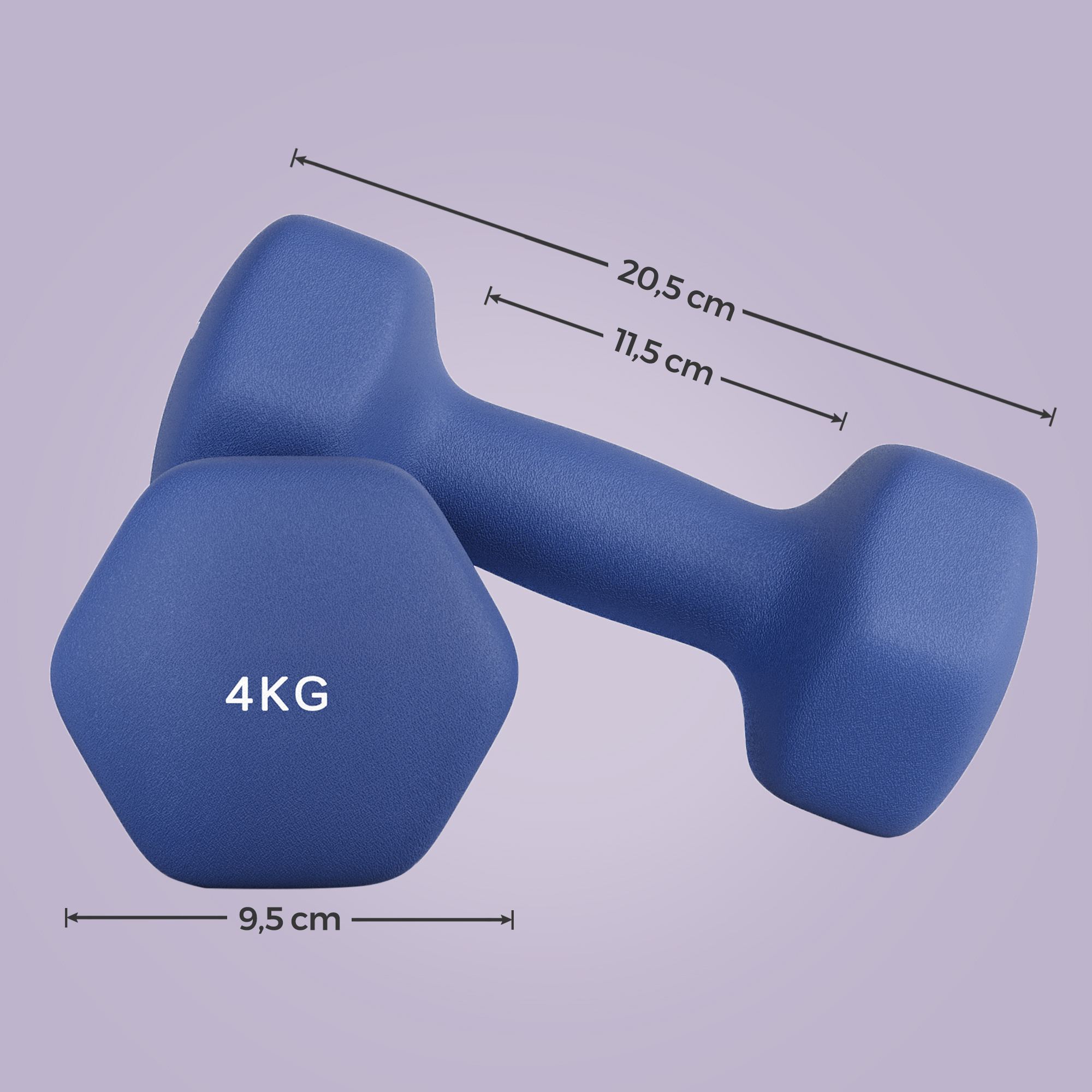 E-shop Hanteln, 2er Set, kg, Krafttraining, Workout, Kurzhanteln, Hexagon, Neopren-Beschichtung, Fitnesstraining, blau