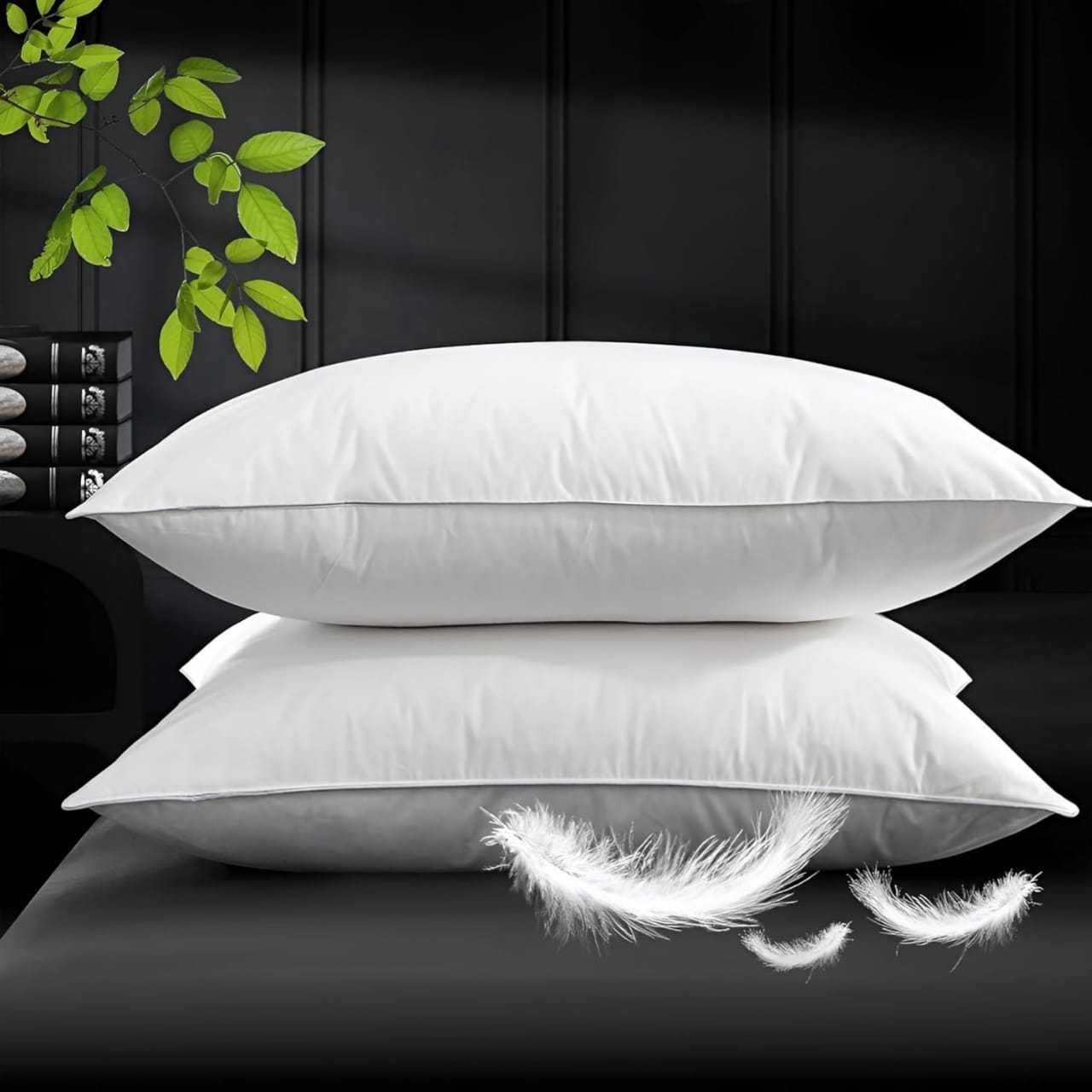 4B Duck Feather Pillows Set of 2 Size 48x74 cm– Soft and Supportive Hotel-Quality Bed Pillows Designed with Balanced Medium Firm Support for Proper Neck and Head Alignment, Breathable Fabric Cover for All Season Comfort, Durable Stitching with Premium Finish, Perfect for Home, Hotel and Guest Bedroom Use