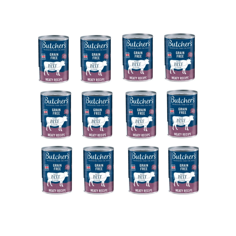 TEMU Butchers Food Beef And Liver Cans Multipack Pack Of 12 × 400g