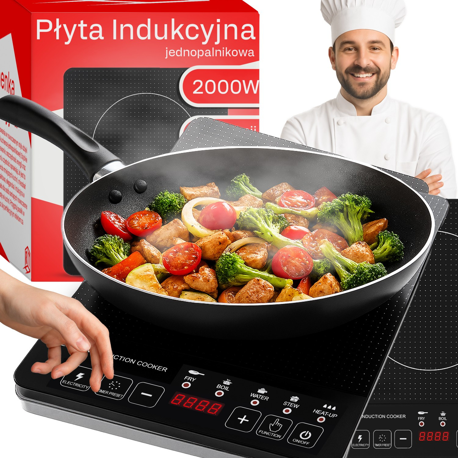 TEMU Plaque à Induction RETOO SmartHome, Brûleur Simple 2000W Mobile avec 5 de Cuisson et Panneau Tactile, Cuisinière Électrique Portable pour