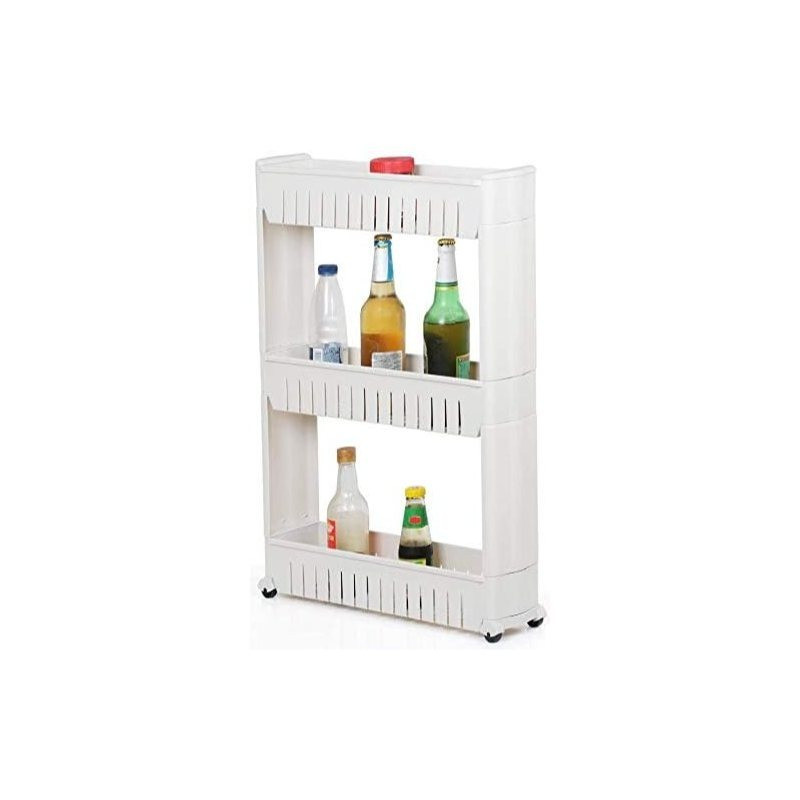 TEMU 3-tier Slim Kitchen Trolley Storage Shelf Cabinets Tower Holder Rack On Wheels Rolling Storage Cart For Laundry Bathroom