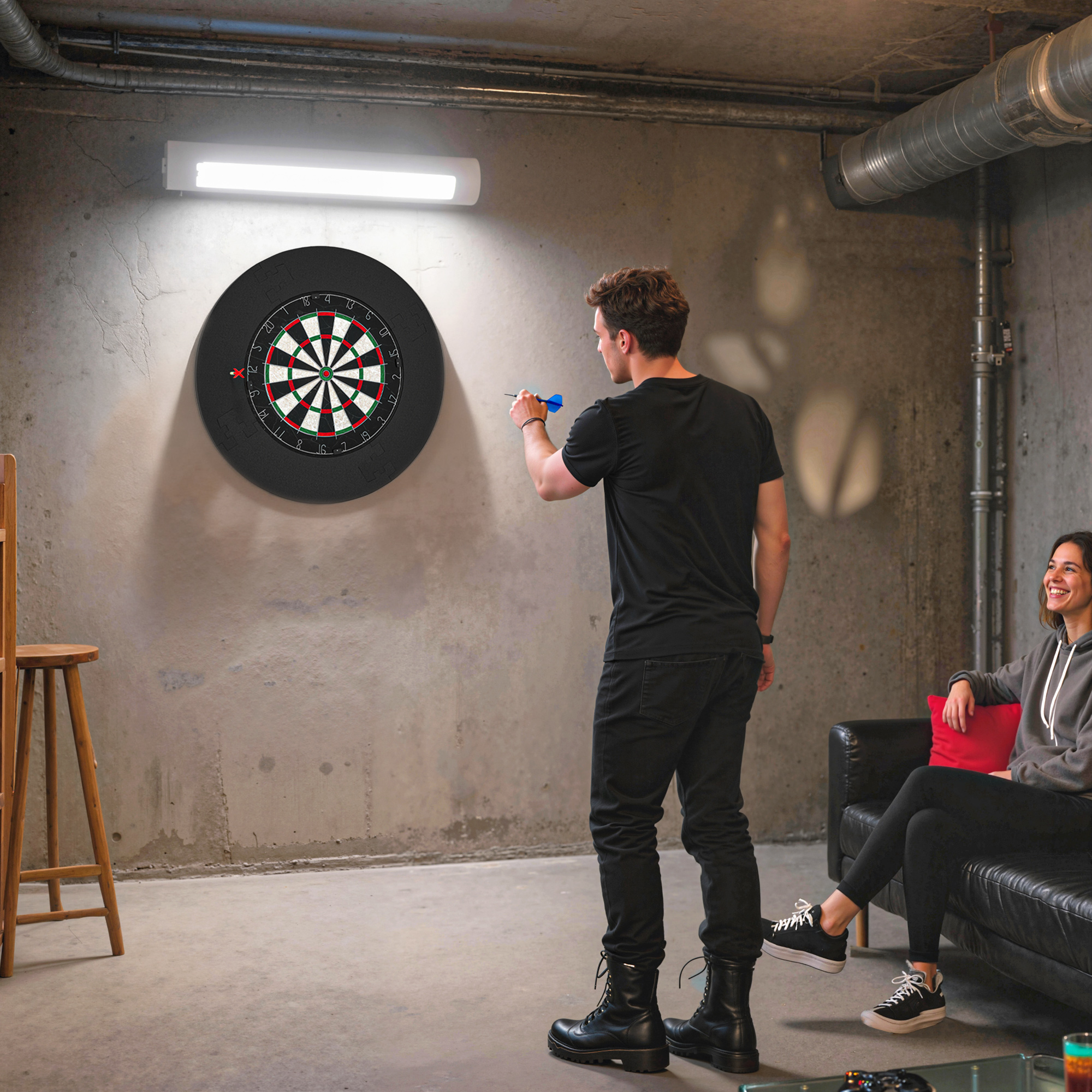 Image of Dartboard With 6 Darts, Flights, Dart Surround, Steel Tip, Sisal Dartboard Steel Dart Set Dartboard Set For Adults