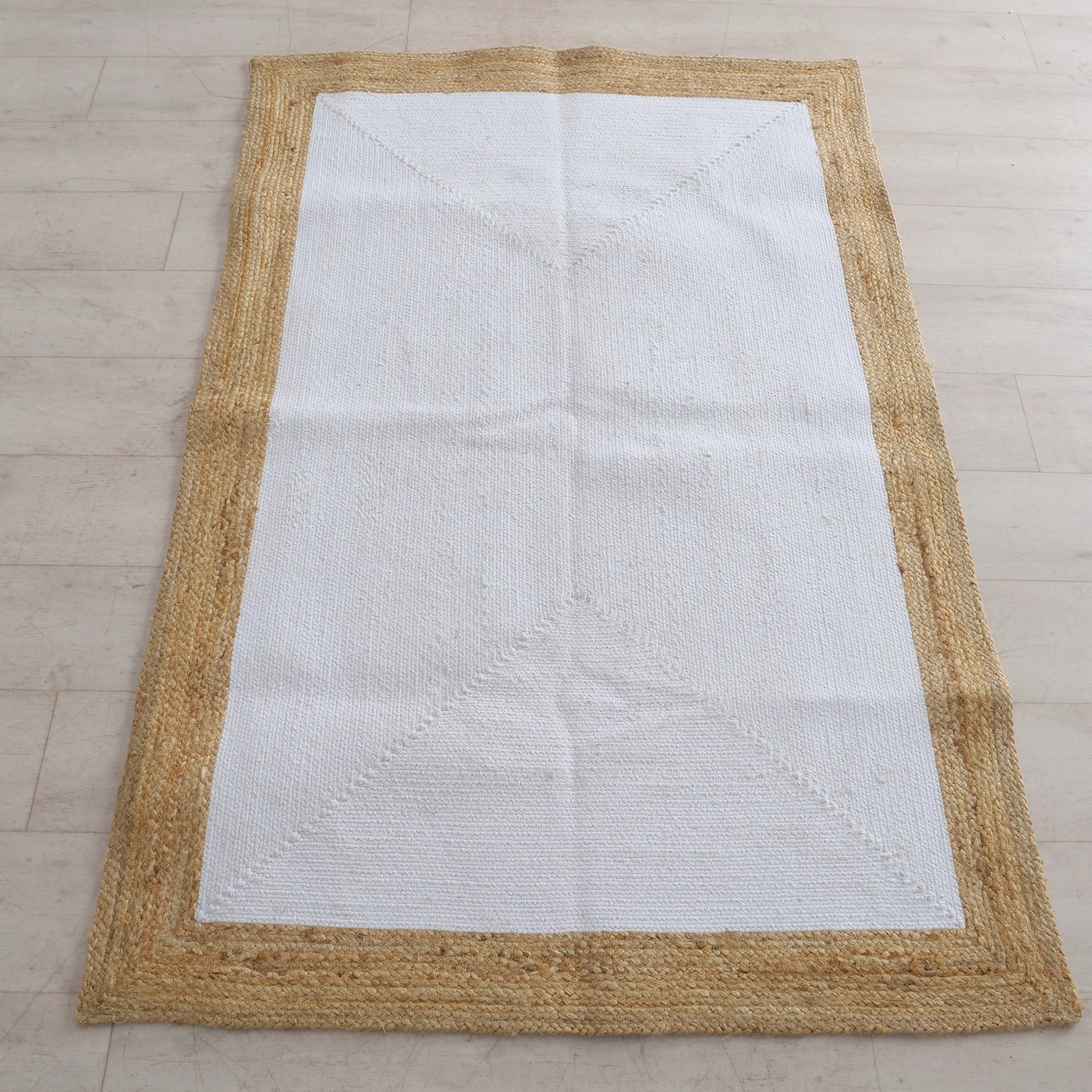 Jute Cotton Rug 180×120 Cm – Natural/white, Rectangular Floor Rug, Natural Living Room Rug, Modern Runner Cotton Rug For Living Room Bedroom, And Jute Rug