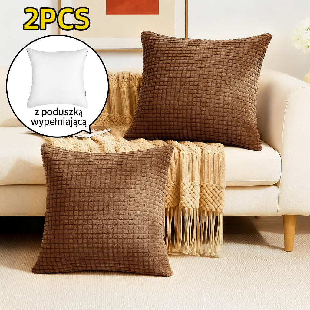 Image of 2pcs Corduroy Pillow 45*45cm (including Pillow Core), Soft And Comfortable Pillows, Suitable For Bedroom Bay Window Decorative Pillows, Car Decorative Pillows, Balcony Holiday Atmosphere Pillows