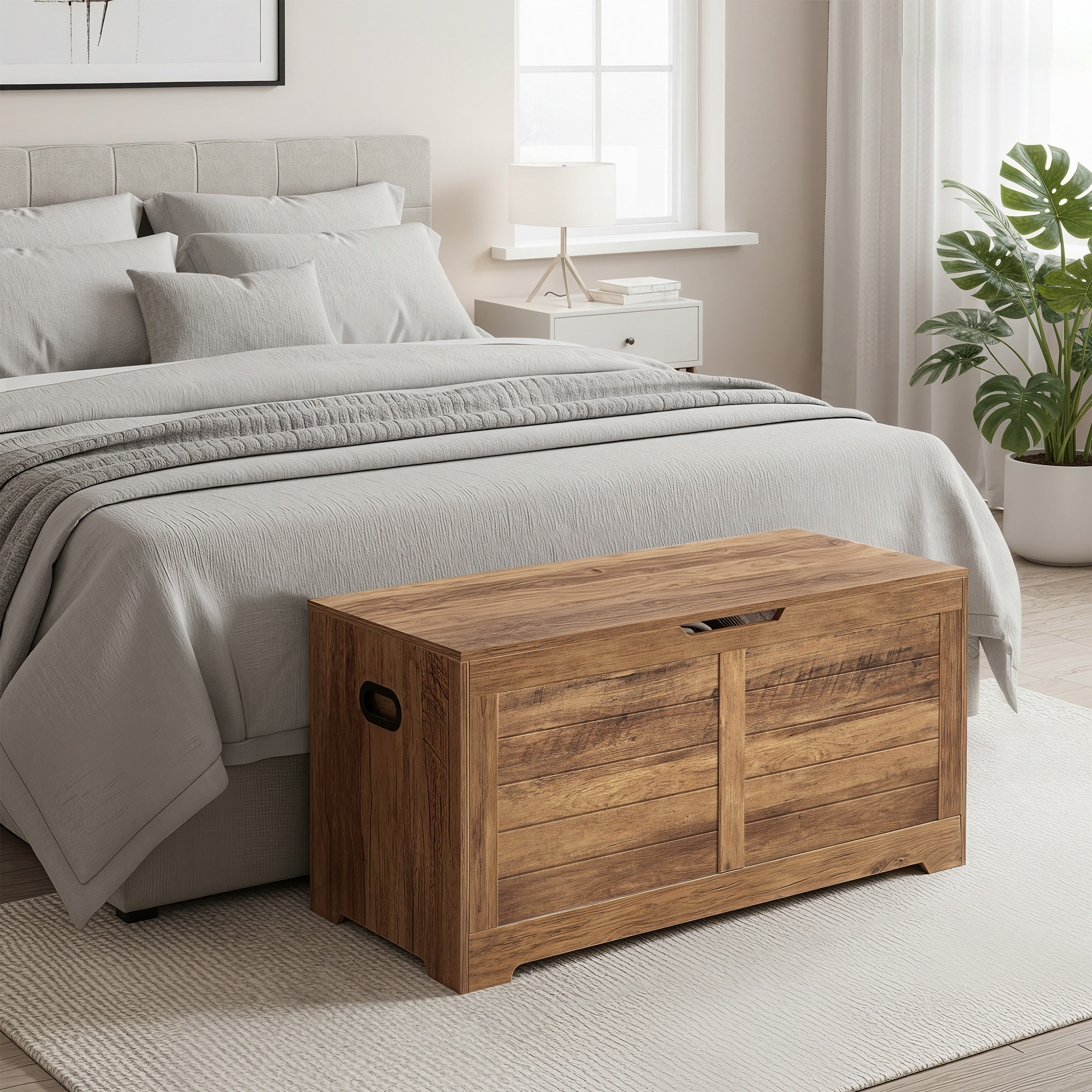Ottoman With Storage, Storage Bench With Security Hinges, Hallway, Living Room, Country House Style