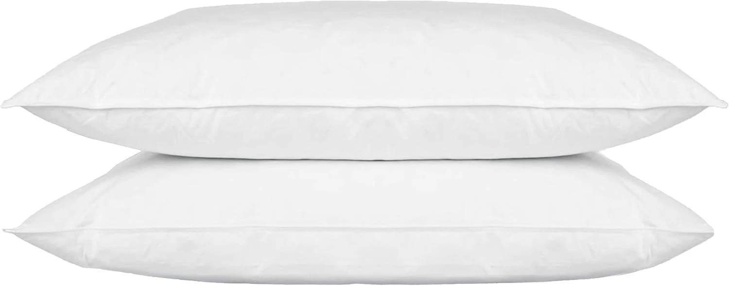 TEXTILE XPERT Duck Feather Pillows Set of 2 48x74 cm – Luxury Soft Hotel-Inspired Bed Pillows, Supportive Standard Size Pillows for Relaxing Sleep, Durable & Comfortable Pillows for Bedroom Décor, Guest Rooms & Everyday Home Use