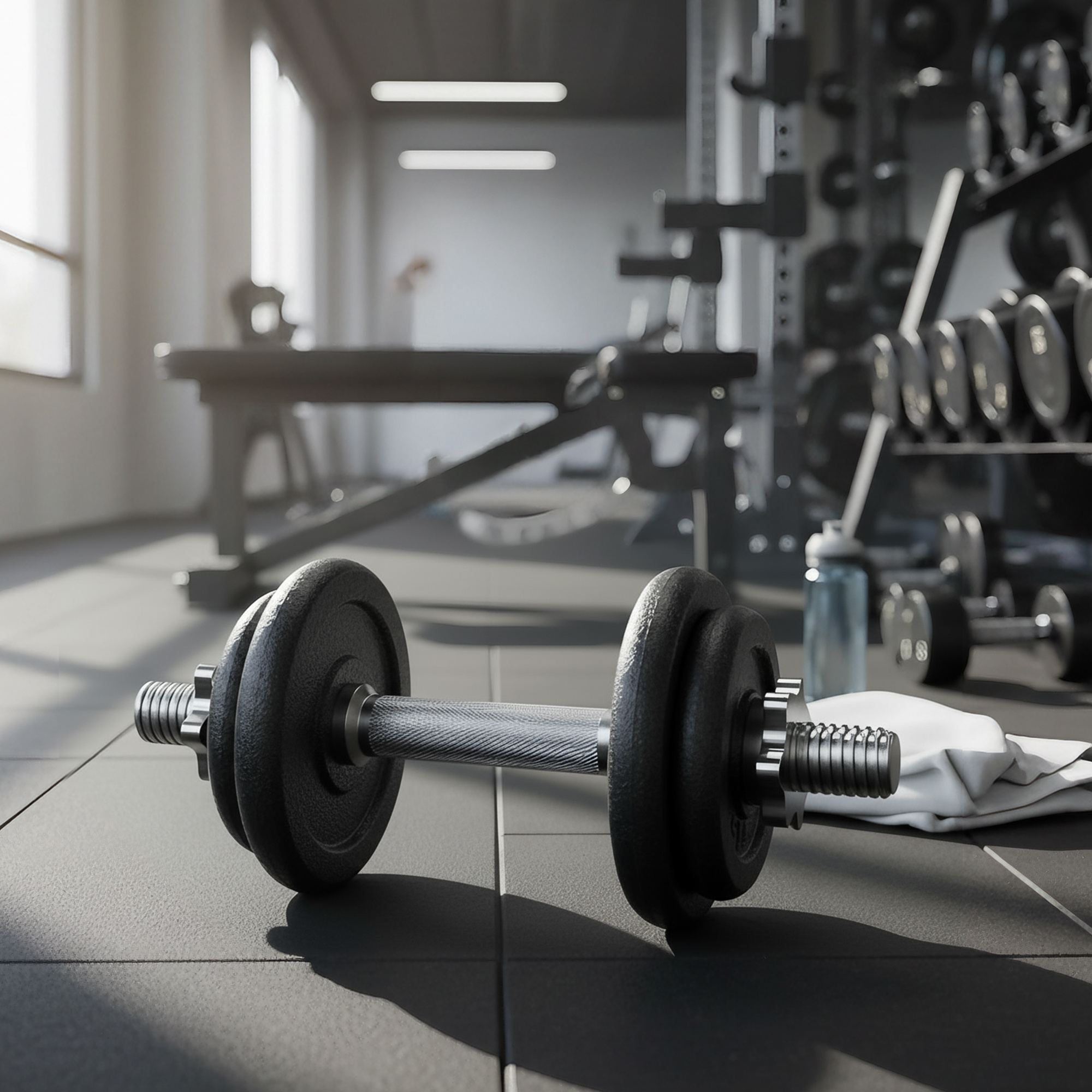 Dumbbells, 2pcs, Each 10 Kg, Made Of Metal, Adjustable, For , Black