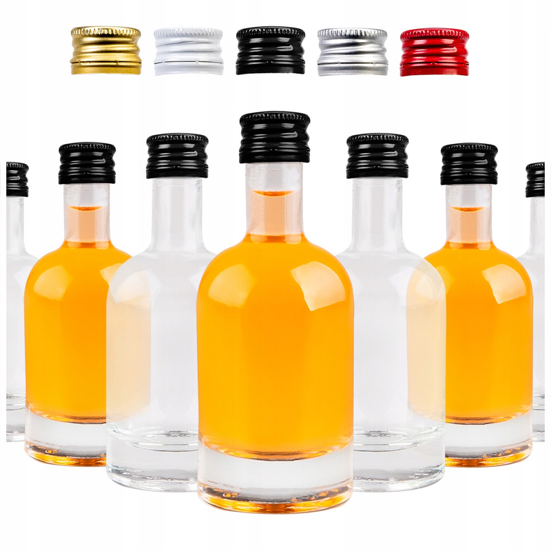 TEMU Lot de 20 mini-bouteilles pour vodka, liqueurs, vin, jus, huile d'olive 50 ml avec bouchons - Bouteilles de , en verre épais de haute qualité -
